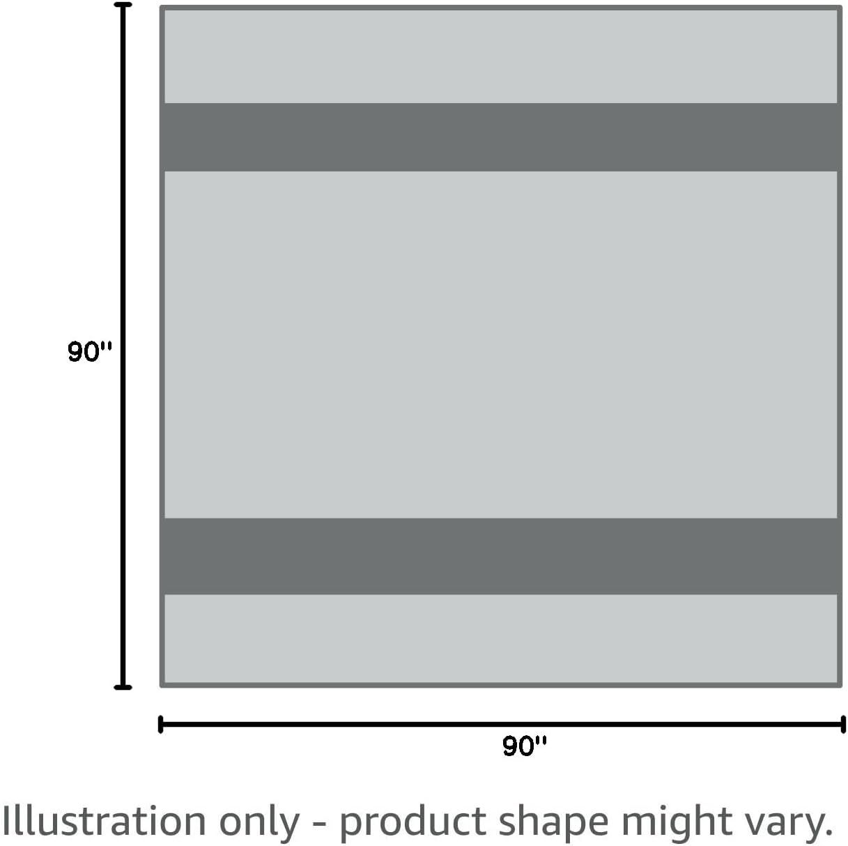 Provides a simple dimensional illustration showing the square 90 x 90 inch size of the blanket to help shoppers understand the physical dimensions.