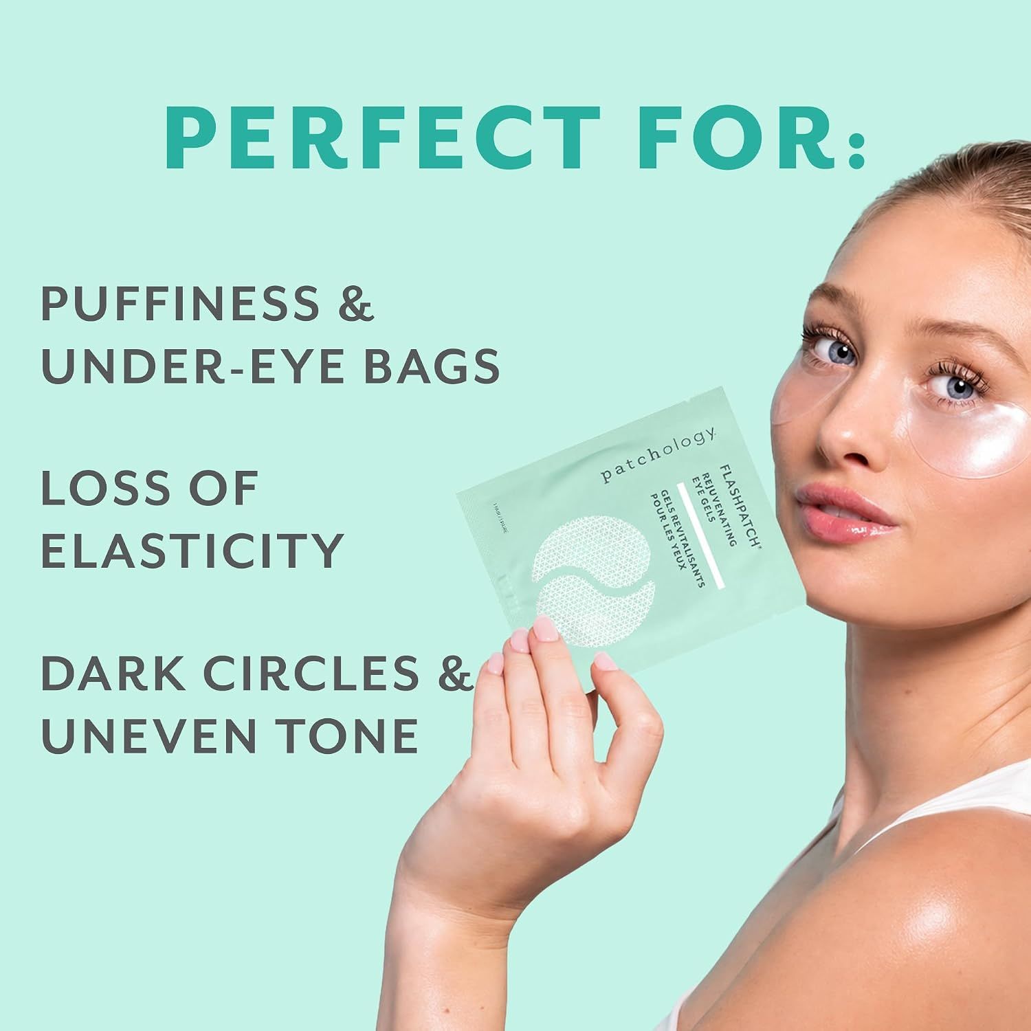 Demonstrates multiple skin concerns the product addresses to show shoppers the versatility and range of benefits.