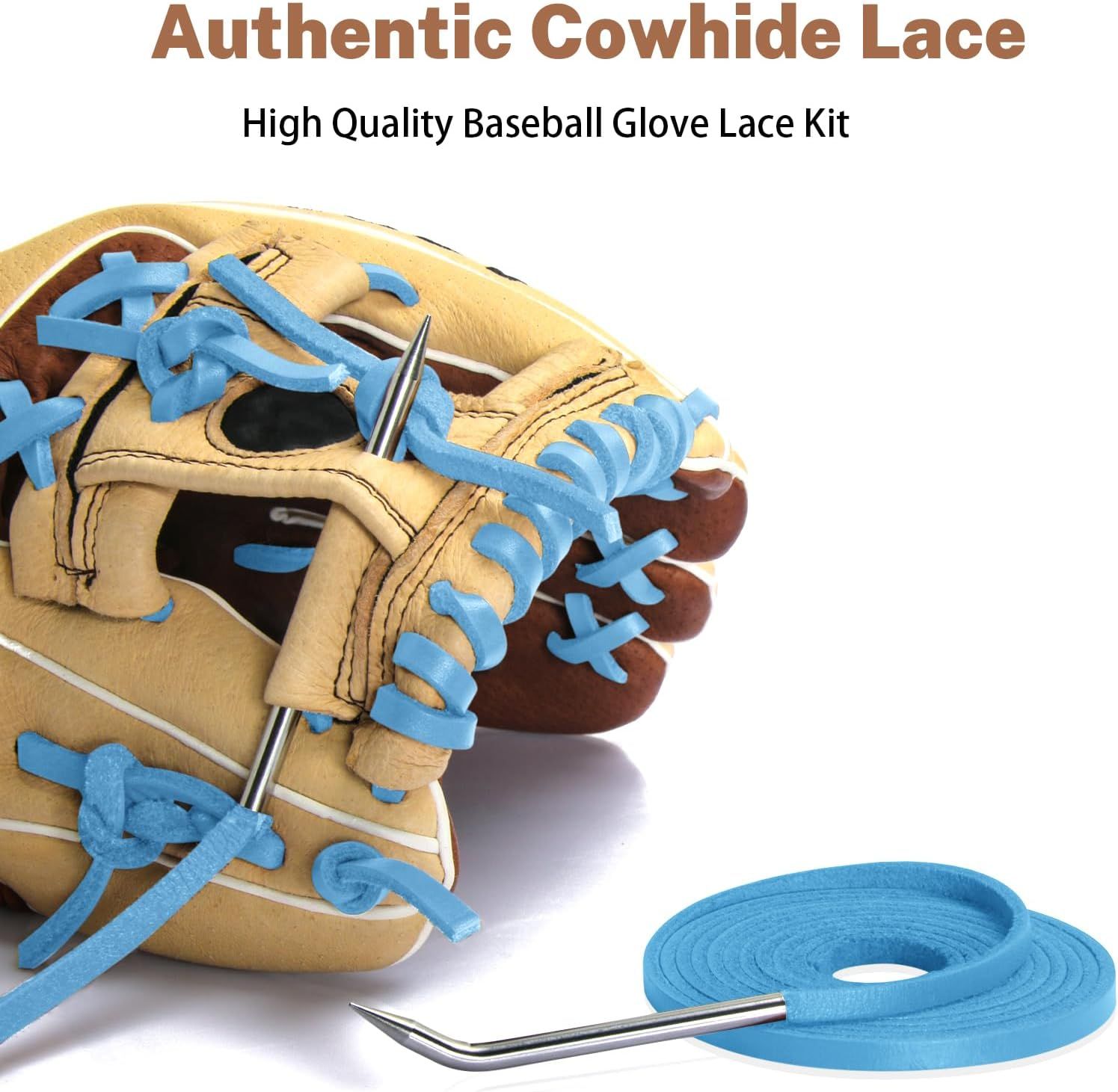 Highlights the high-quality authentic cowhide material of the baseball glove lace kit to reassure customers of its premium construction.