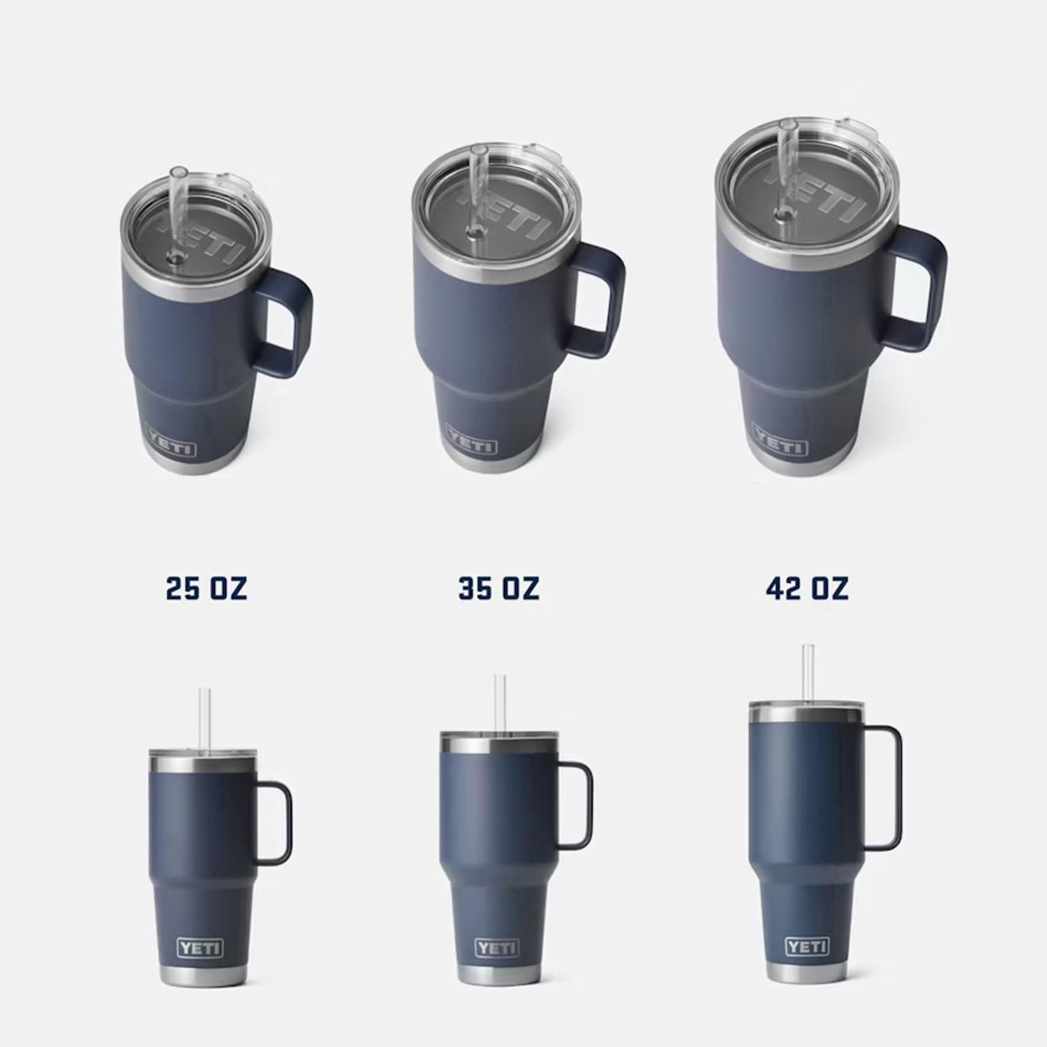 Displays the available size options within the Rambler product line to help shoppers choose the right capacity for their needs.