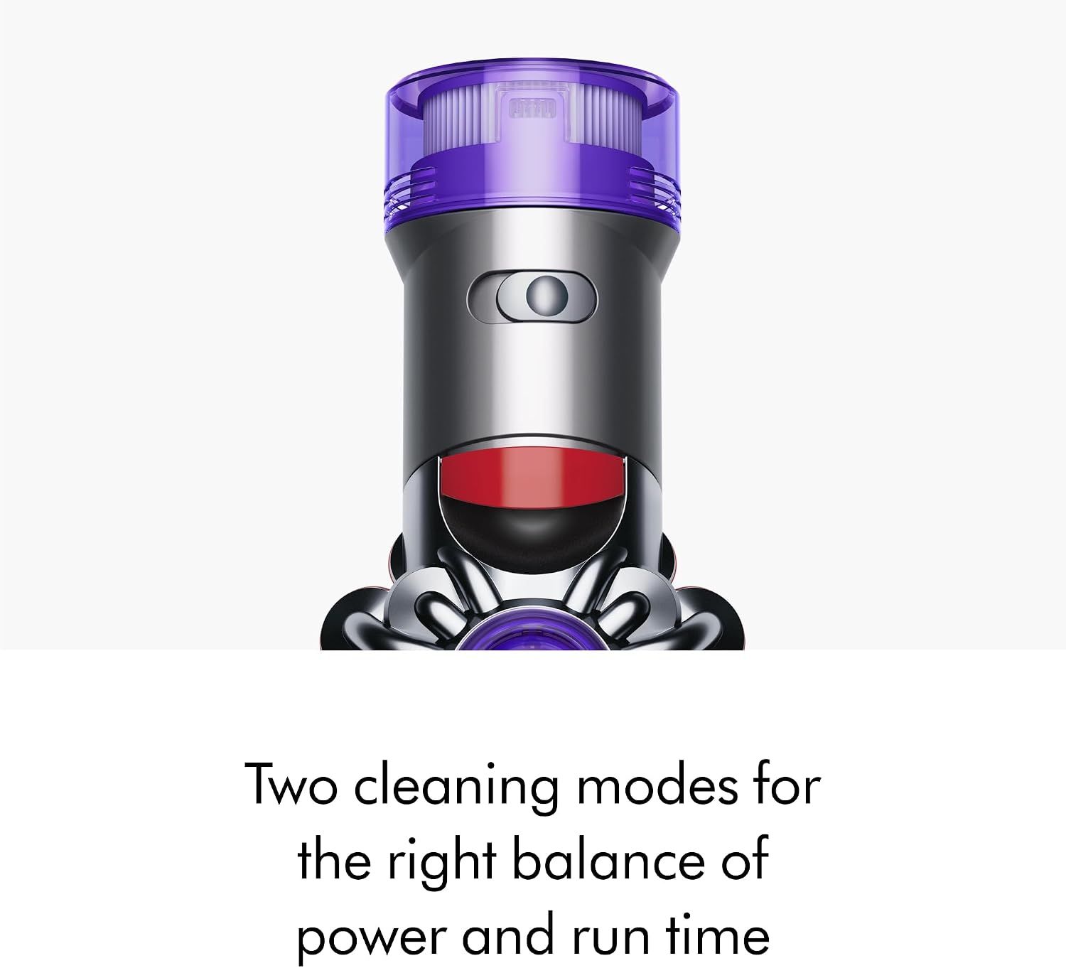 Explains that the vacuum offers two cleaning modes to balance power and battery run time based on cleaning needs.