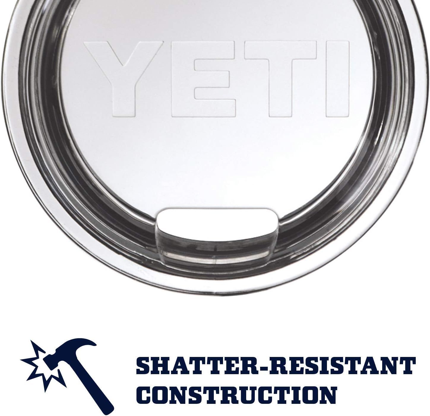 Highlights the shatter-resistant lid construction to reassure shoppers the product is durable and built to withstand drops and impacts.