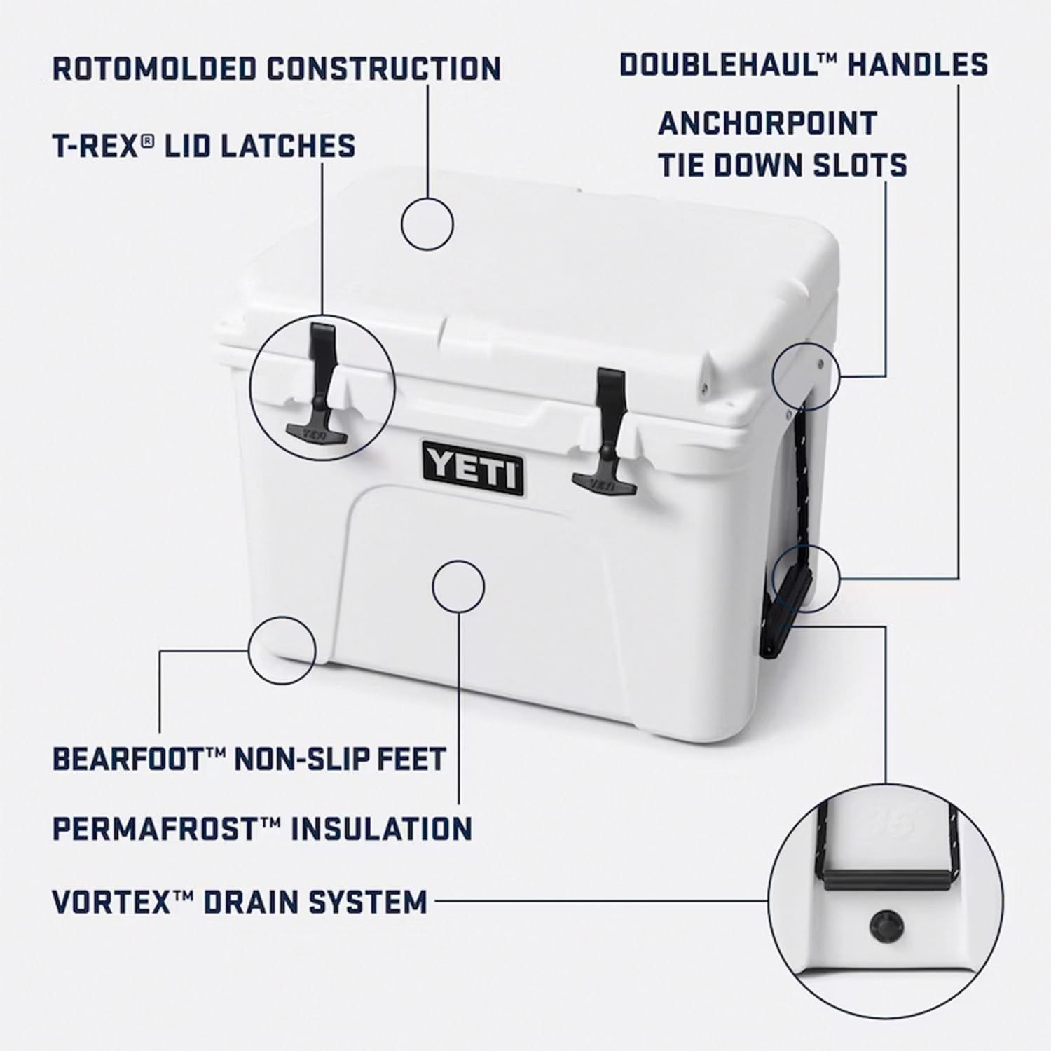 Breaks down the cooler's physical components and structural features to educate shoppers on the product's build quality and functional design elements.