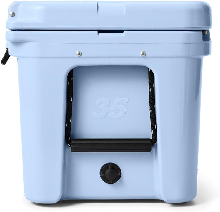 Displays the cooler's side profile on a clean white background, showing the handle and drain plug with no text or design elements.