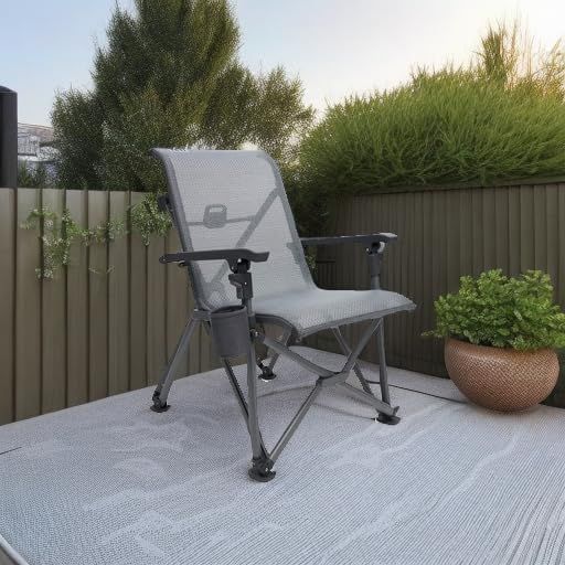 Shows the camp chair in a real-world backyard setting to help shoppers visualize the product in their own outdoor space.