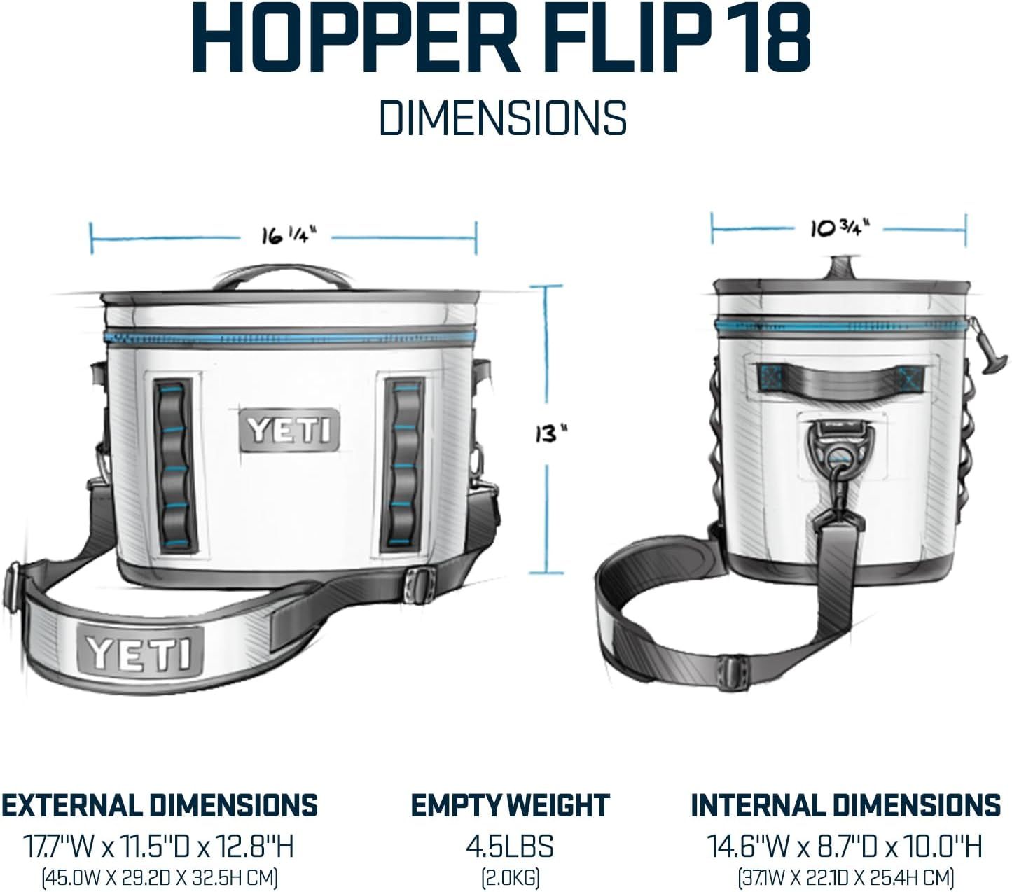 Provides exact physical dimensions and weight measurements with visual arrows to help shoppers understand the product's size and portability.