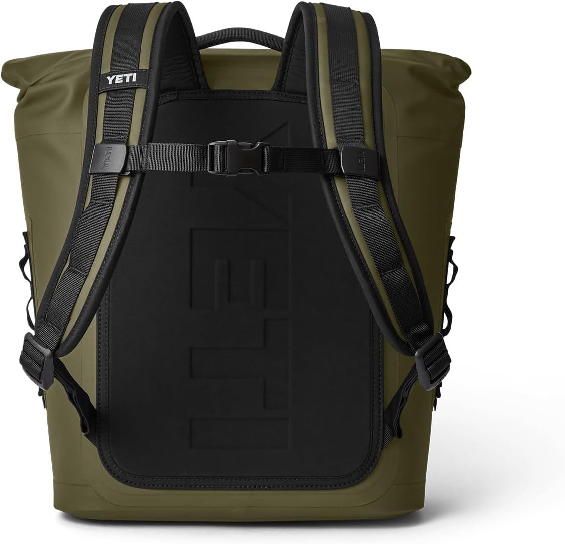 Displays the back view of the backpack on a pure white background to show the strap system and back panel design.