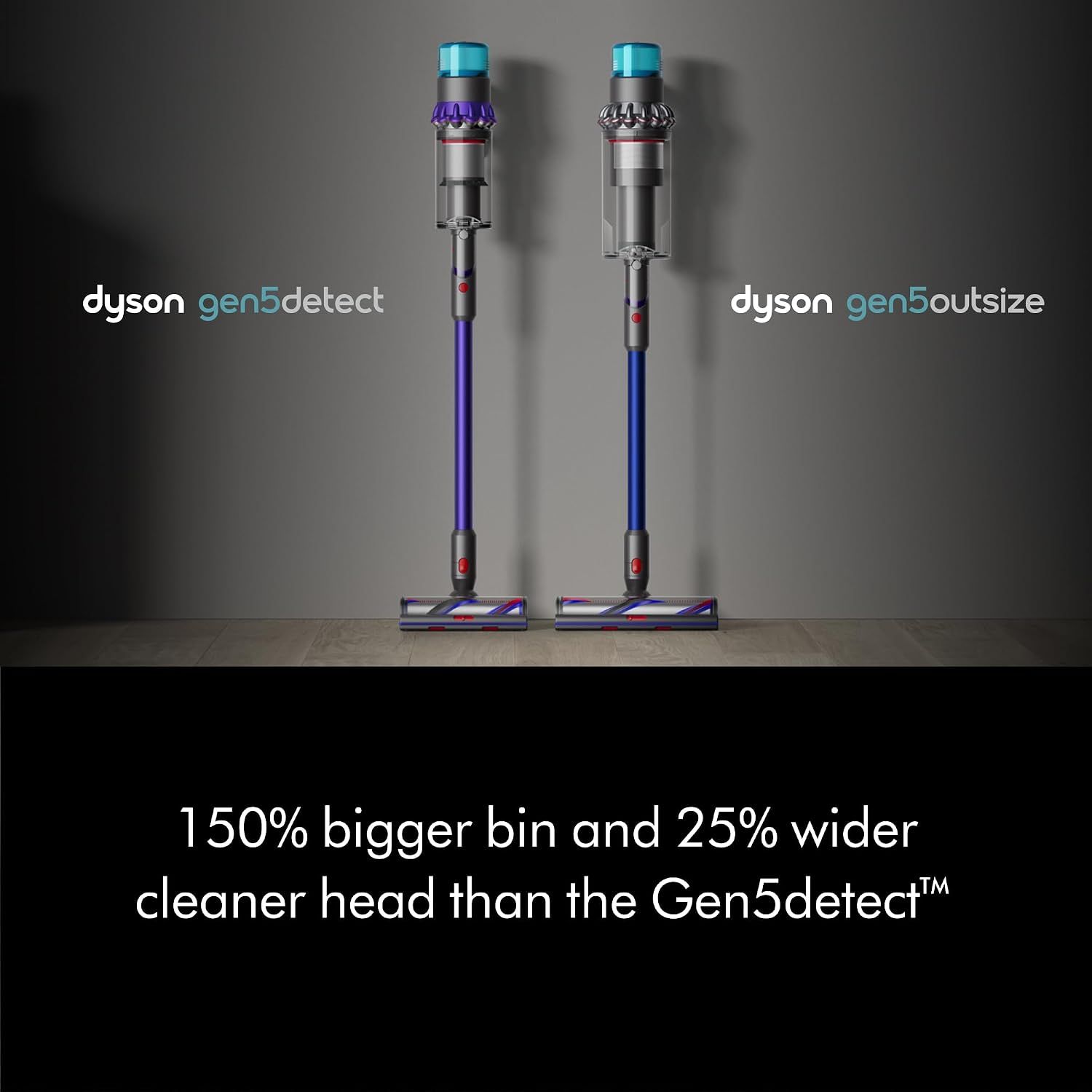 Compares the gen5outsize model side-by-side with the Gen5detect to demonstrate superior capacity and cleaning coverage, helping shoppers understand why this model is better for bigger cleans.…