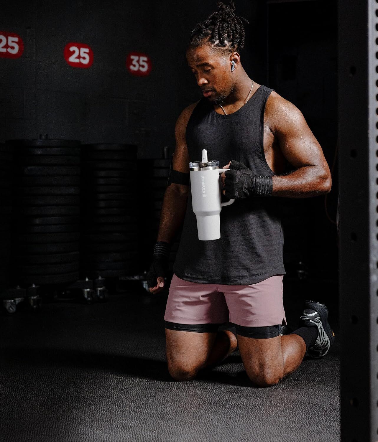 Shows the product in a real-world gym setting to help shoppers visualize using it during workouts.