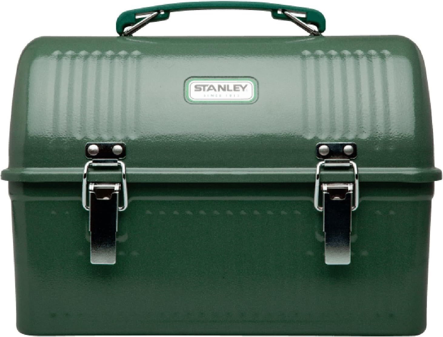 Provides a clean, catalog-style view of the Stanley lunch box showing its design, handle, and latches without distractions.