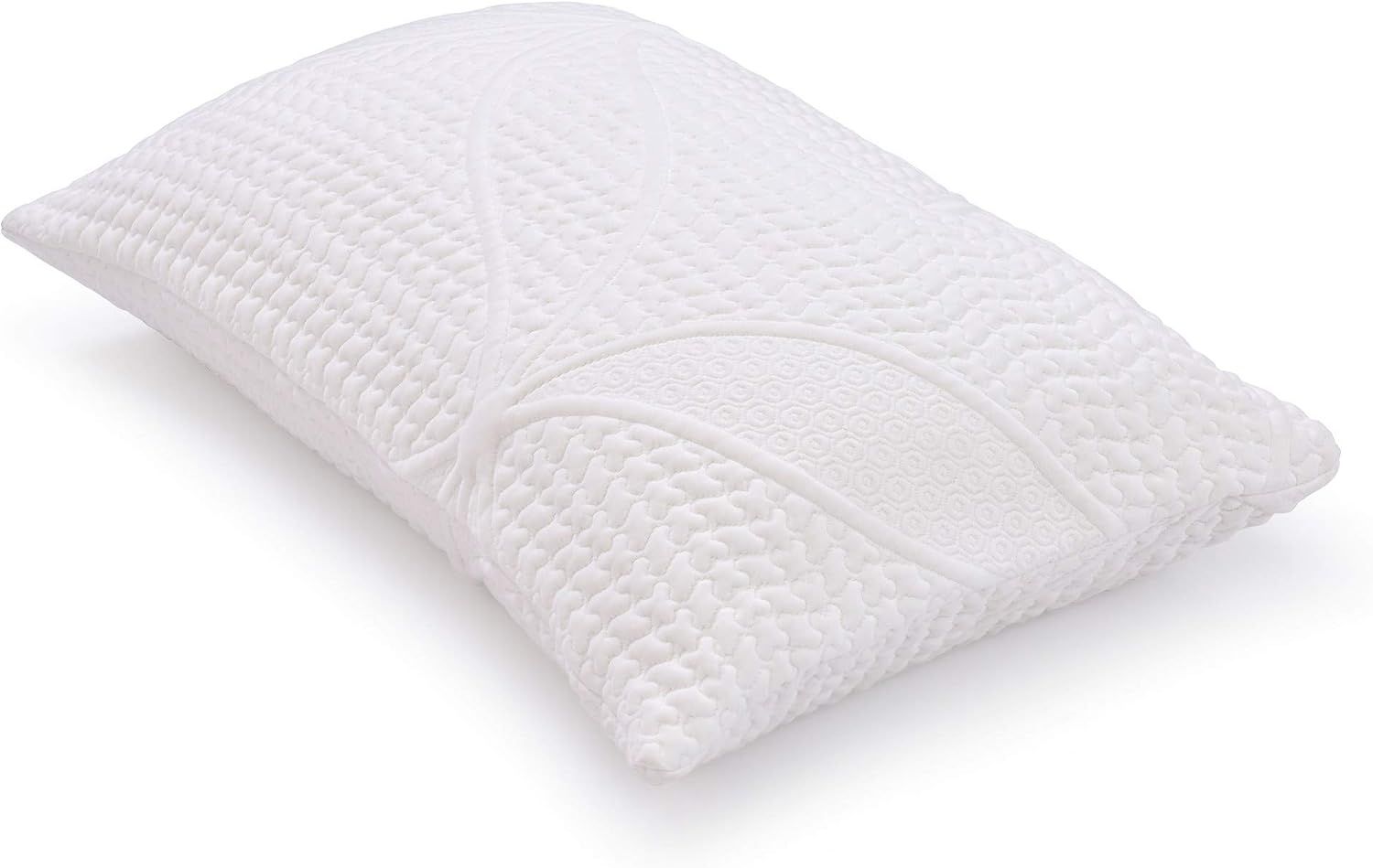Presents the pillow at an angle to showcase its three-dimensional form and textured surface design.