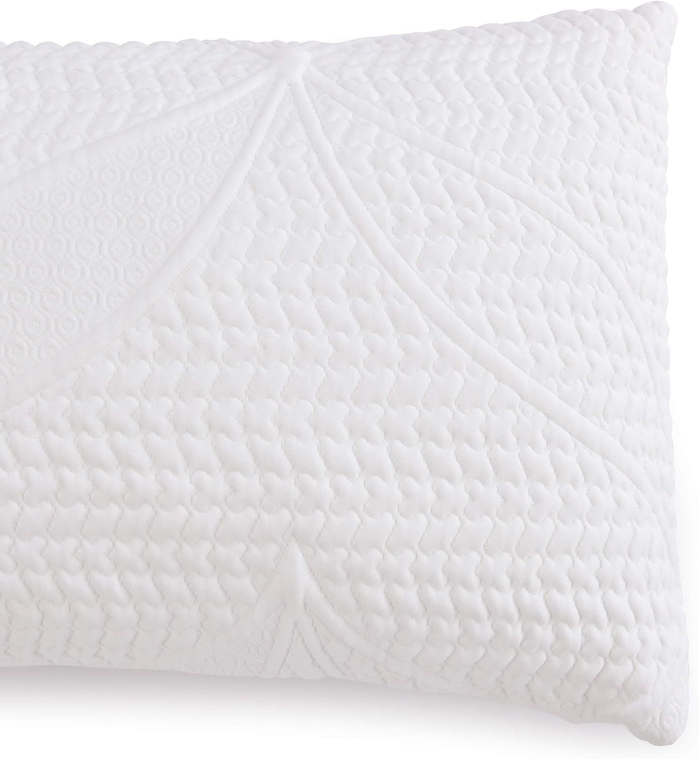 Highlights the corner and edge construction of the pillow to show quilting detail and build quality.