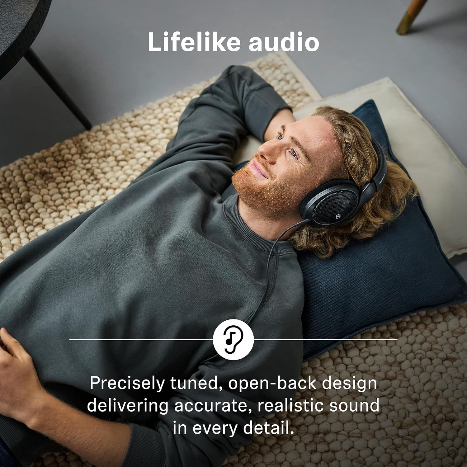 Reassures shoppers that the open-back design delivers accurate, realistic sound.