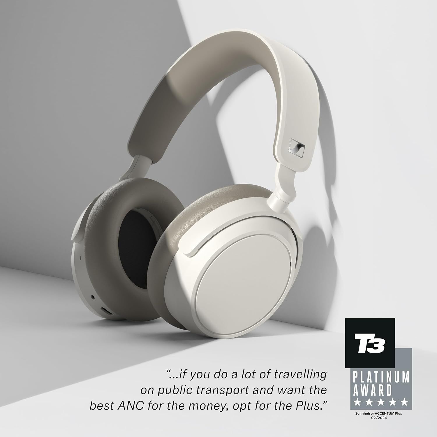 A T3 award badge and a publication quote give independent proof that the Plus model offers strong noise cancelling value.