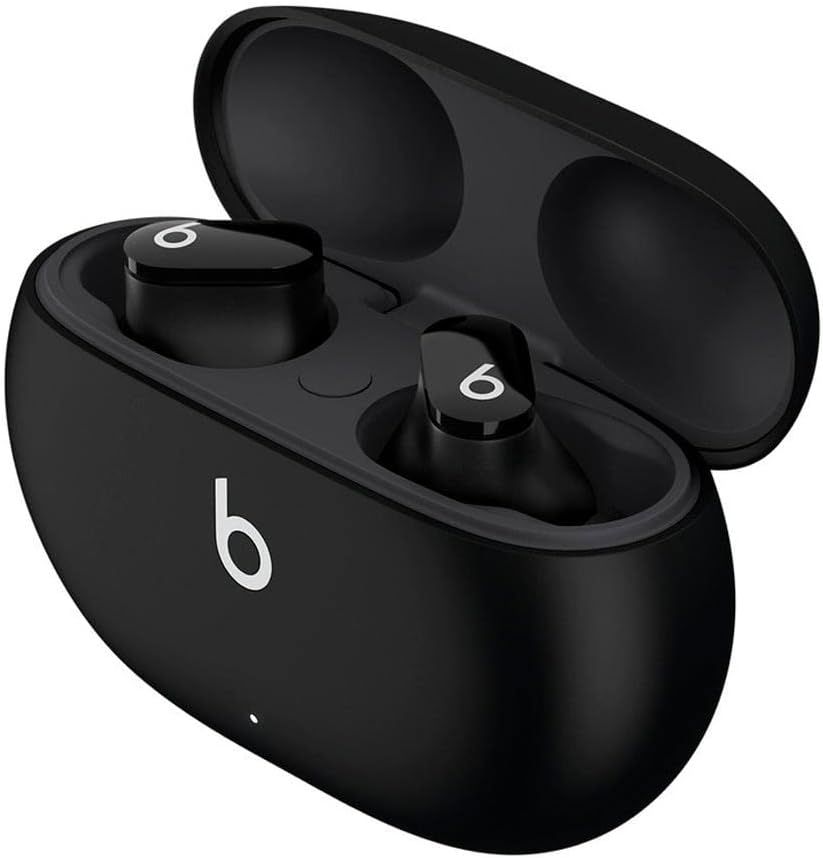 Shows the earbuds and open charging case on a clean catalog background with no added text.