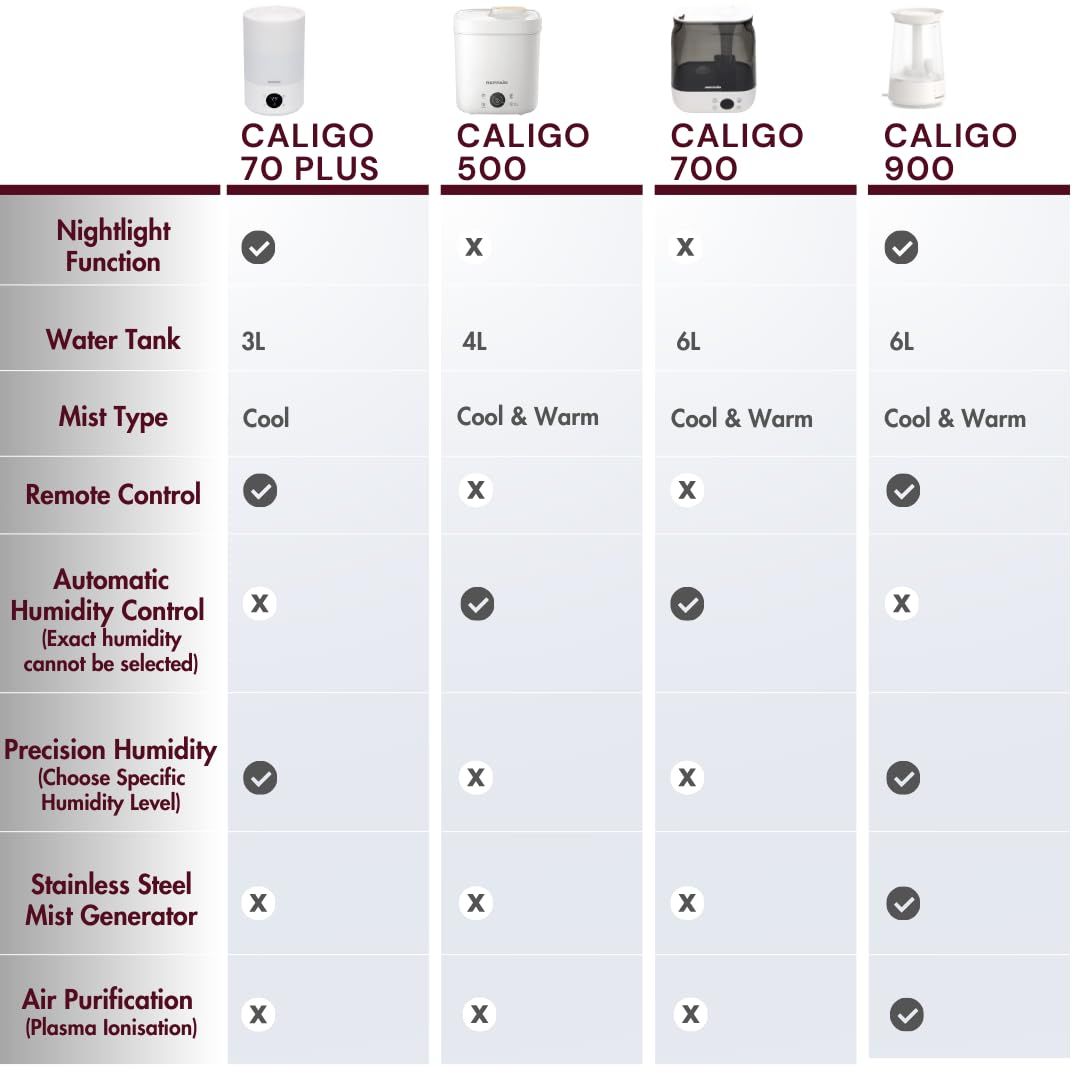 Compares feature availability across models to help shoppers choose the best fit, showing the top model offers the most features.