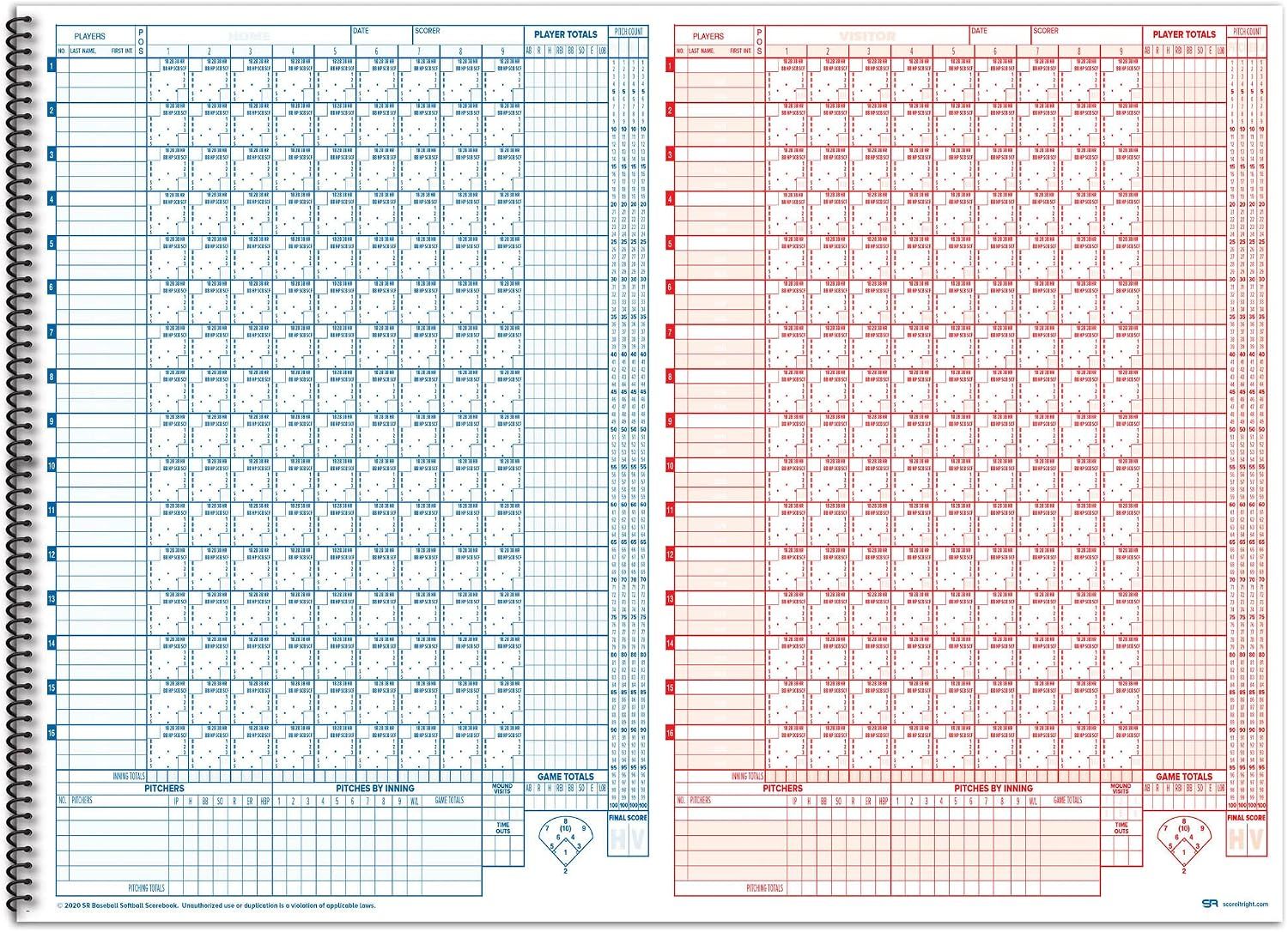 Shows the full set of scoring pages included, so shoppers know how much game-recording space they get.