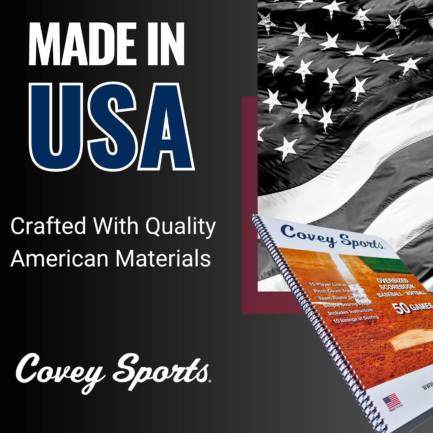 Reinforces the brand's American origin and quality materials to build trust.