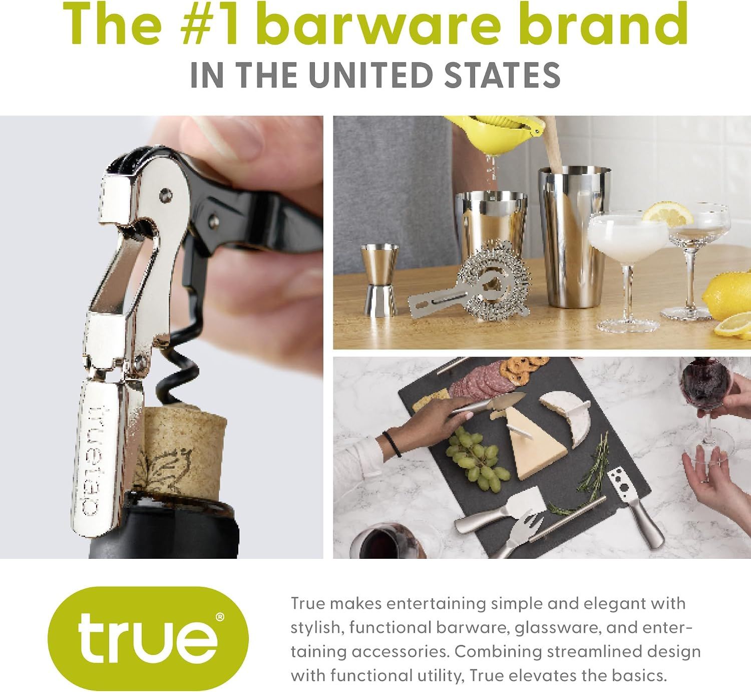 Promotes True as a leading barware brand with a range of stylish entertaining products.