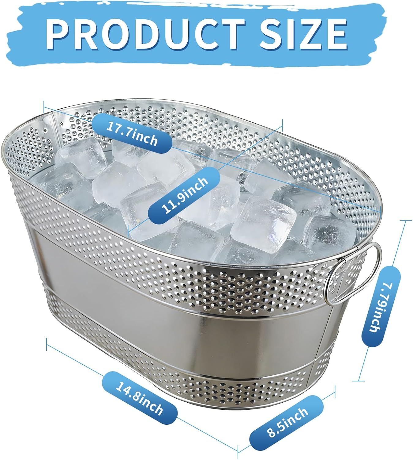 Gives exact dimensions so shoppers can judge whether the bucket fits their space.