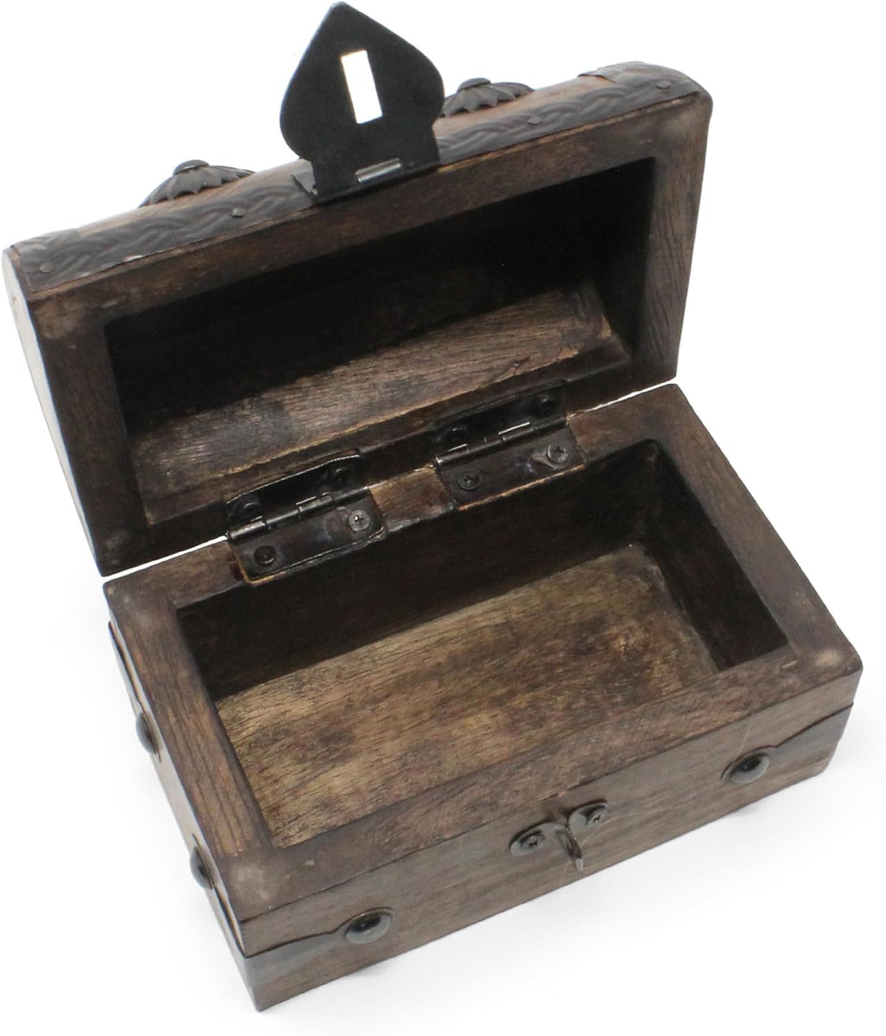 Shows the open interior and hinge mechanism to reveal storage space and construction.
