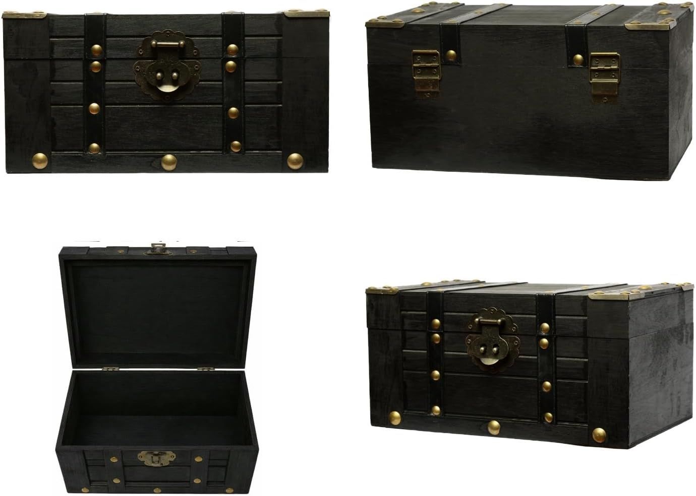 Shows the chest from several angles including the open interior so shoppers can judge its construction and hardware.