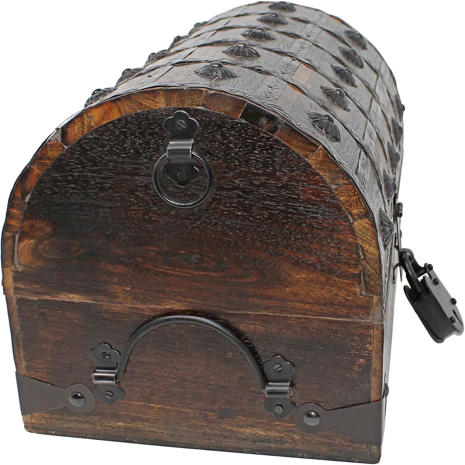 Nautical Cove Wooden Treasure Chest with Padded Velvet Lining and Antique Lock with…: White Background Images