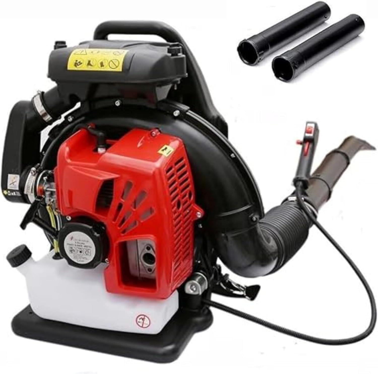 Shows that the blower comes with extra tubes included in the package.