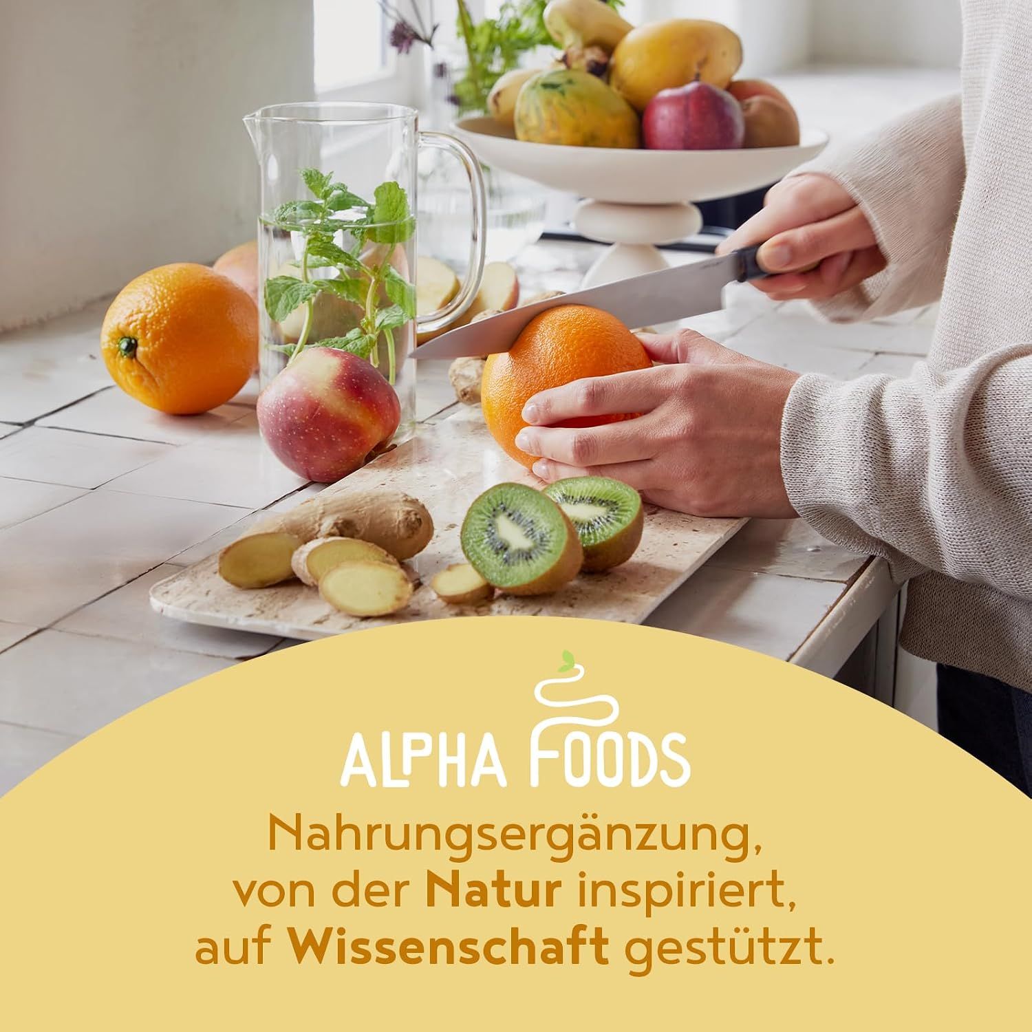Conveys the brand message that the supplement is inspired by nature and backed by science.