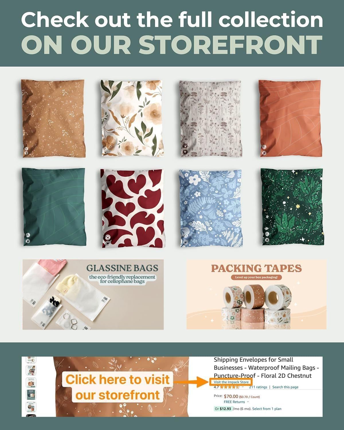 Presents the full range of impack.co mailer designs and related supplies and directs shoppers to the brand storefront.