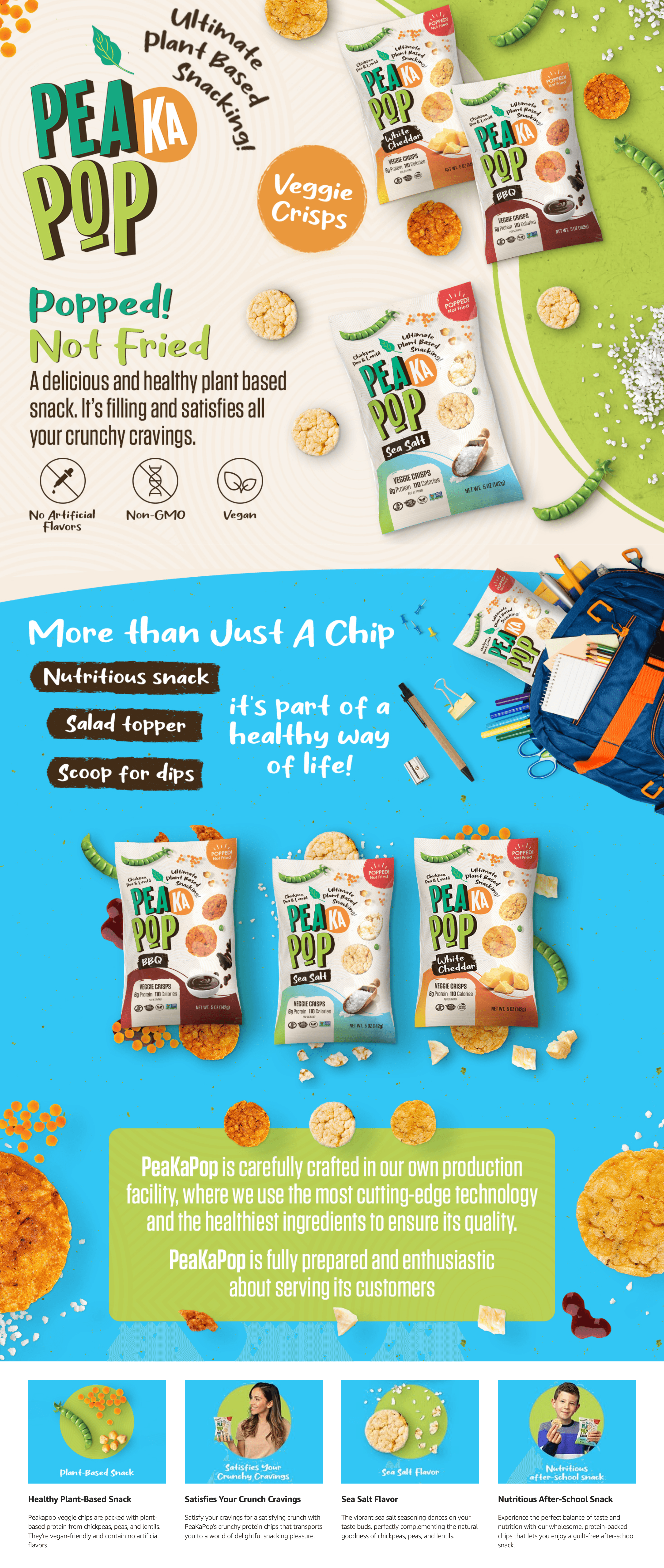 Premium A+ Content for Amazon.com: PeaKaPop Veggie Chips