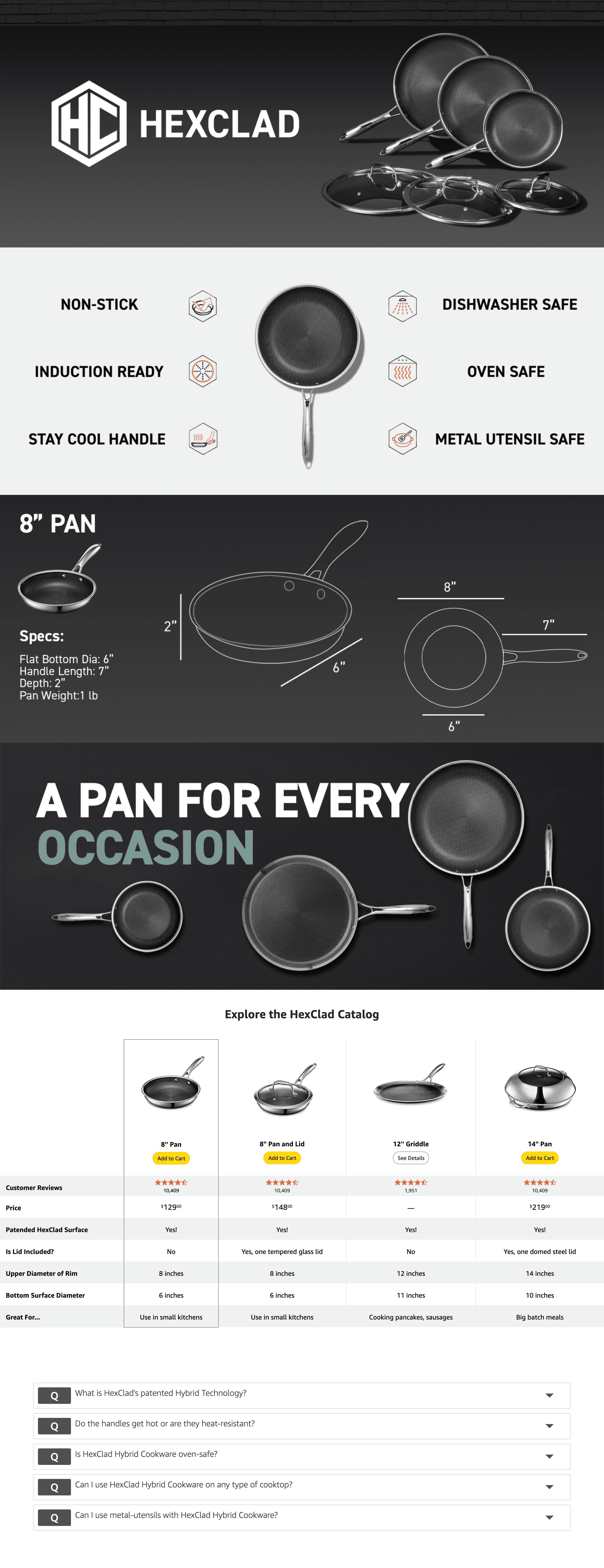Premium A+ Content for Amazon.com: HexClad Hybrid Nonstick Frying Pan