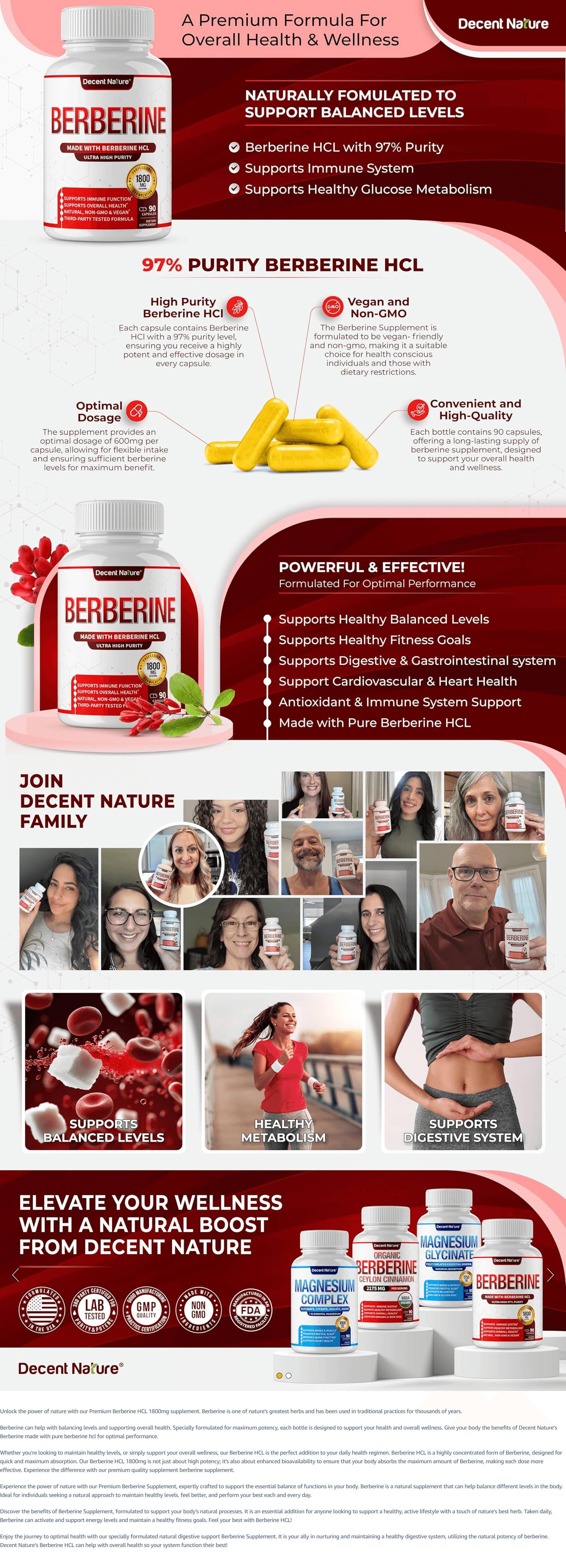 Premium A+ Content for Amazon.com: Berberine Supplement 1800mg