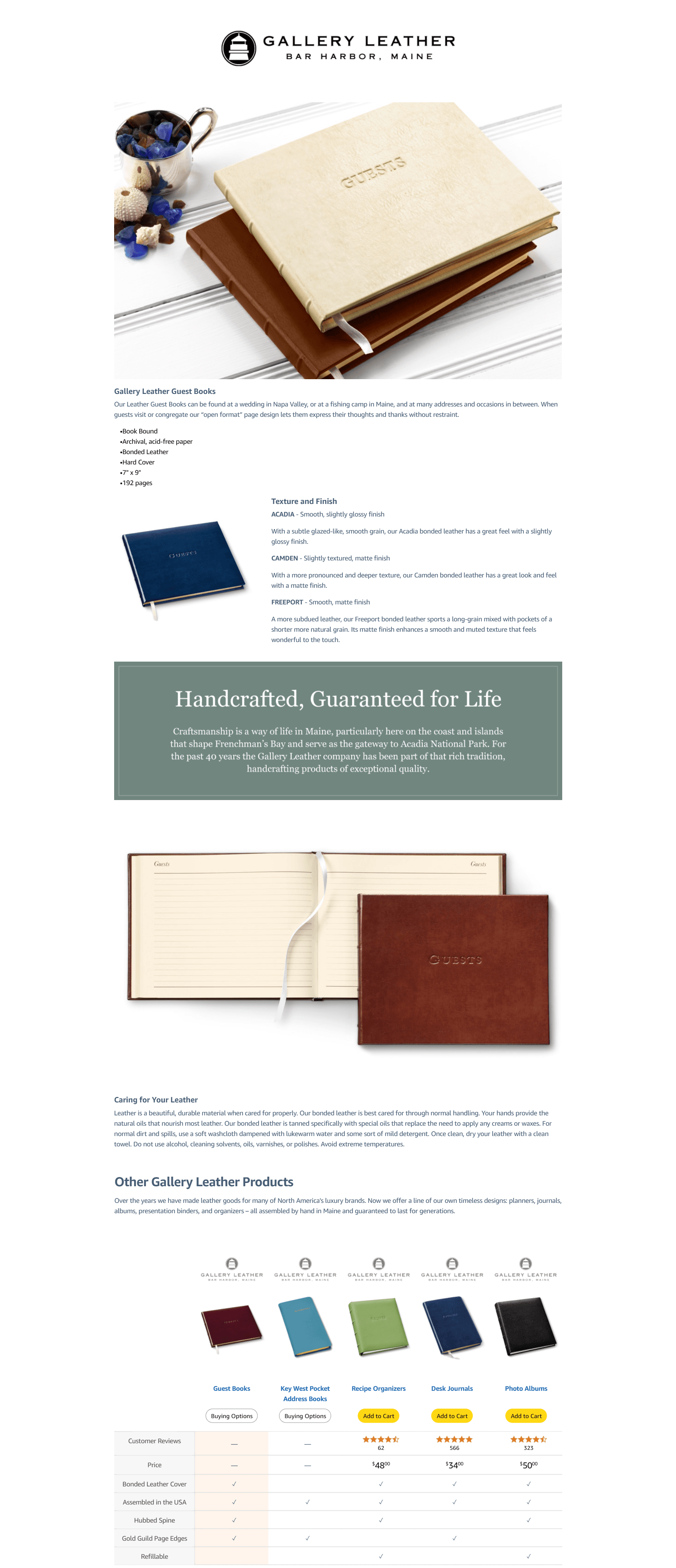 Premium A+ Content for Amazon.com: Gallery Leather Guest Book Wedding