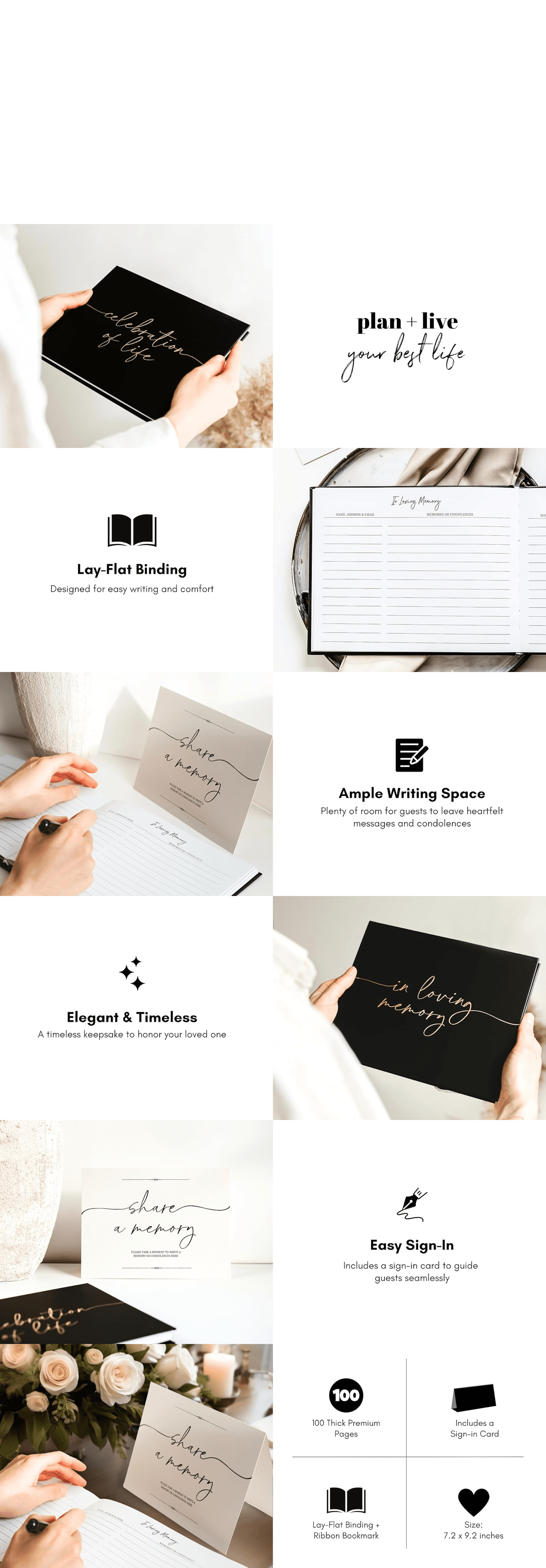 Premium A+ Content for Amazon.com: Lamare Funeral Guest Book for Memorial Service