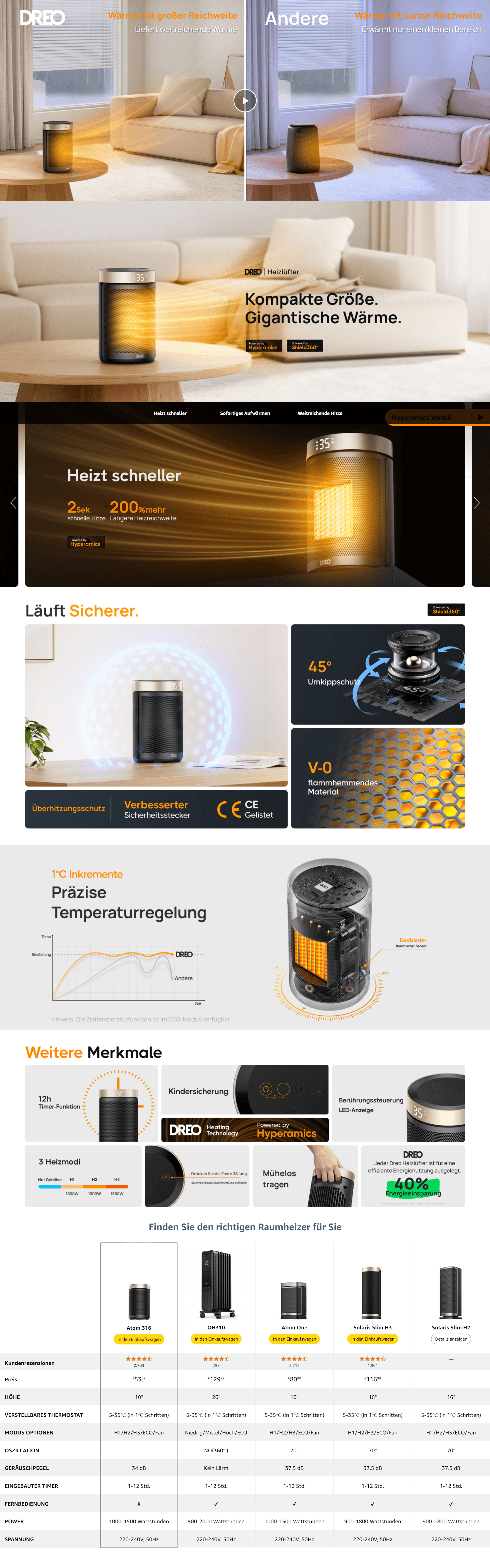 Premium A+ Content for Dreo Energiesparender Heizlüfter