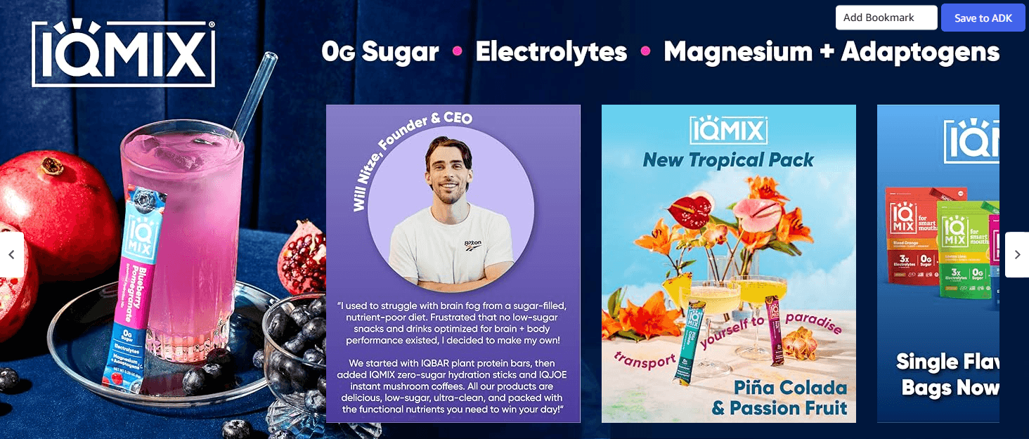Brand Story for Amazon.com: IQMIX Sugar Free Electrolytes Powder Packets