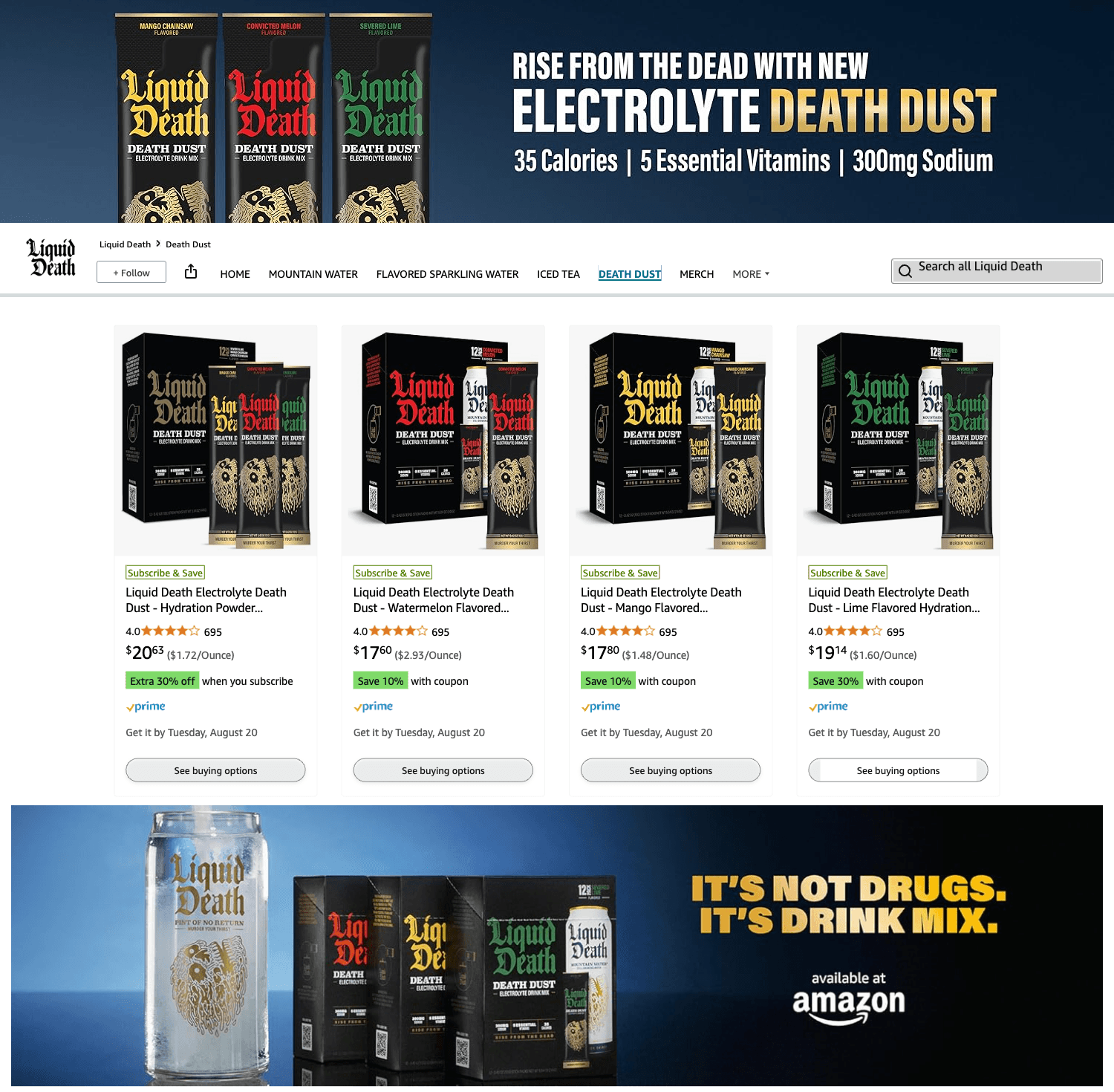 Brand Store for Amazon.com: Liquid Death: Death Dust