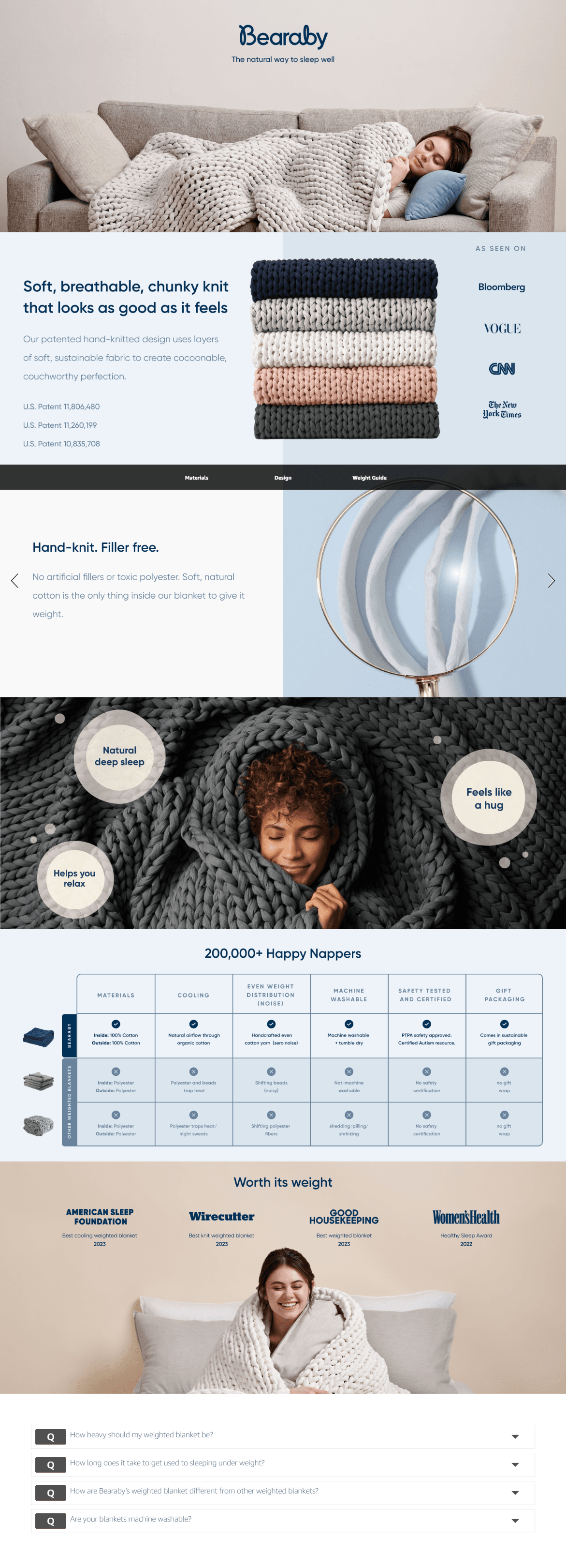 Premium A+ Content for Amazon.com: Bearaby Cotton Hand-Knit Weighted Blankets for Adults