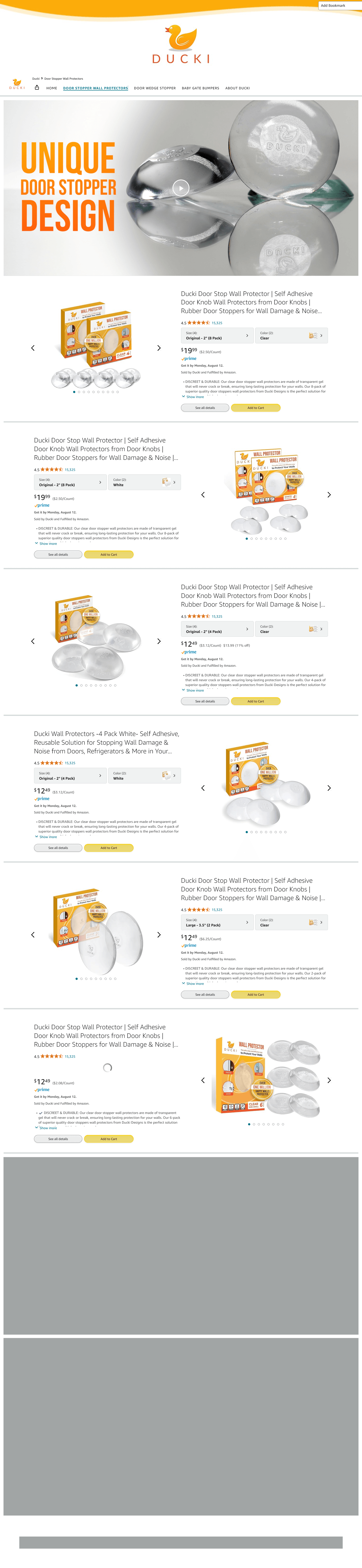 Brand Store for Amazon.com: Ducki: Door Stopper Wall Protectors