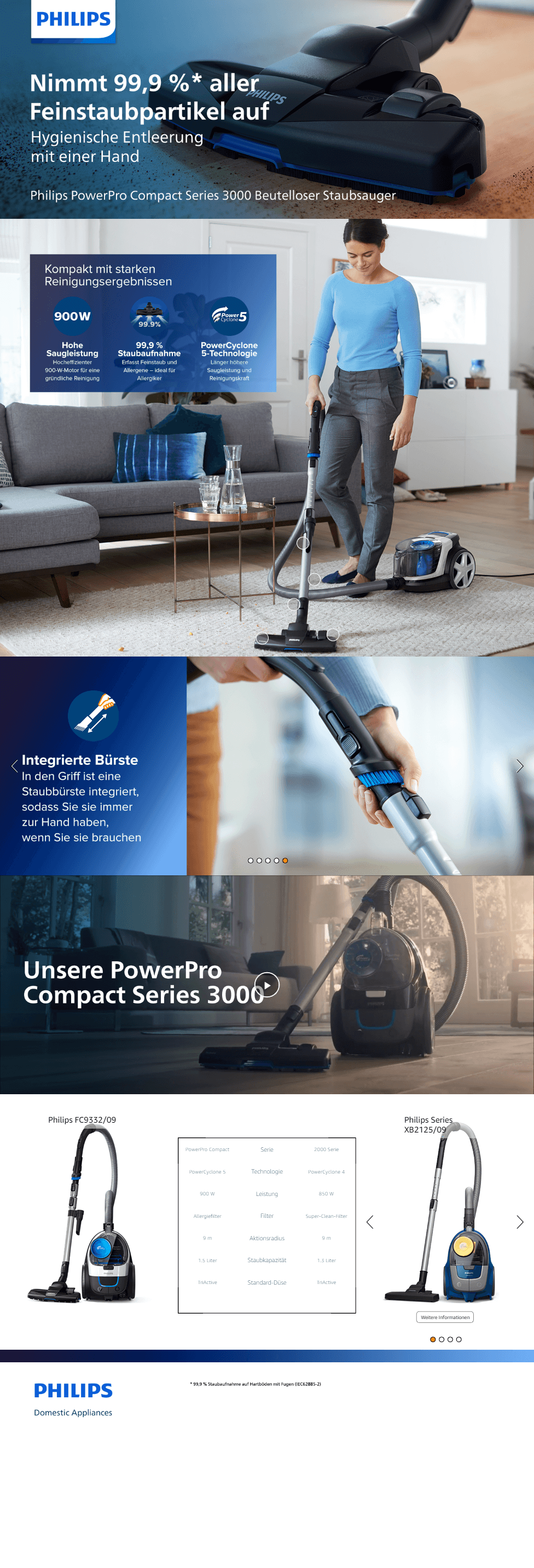Premium A+ Content for Amazon.de: Philips PowerPro Compact Beutelloser Staubsauger