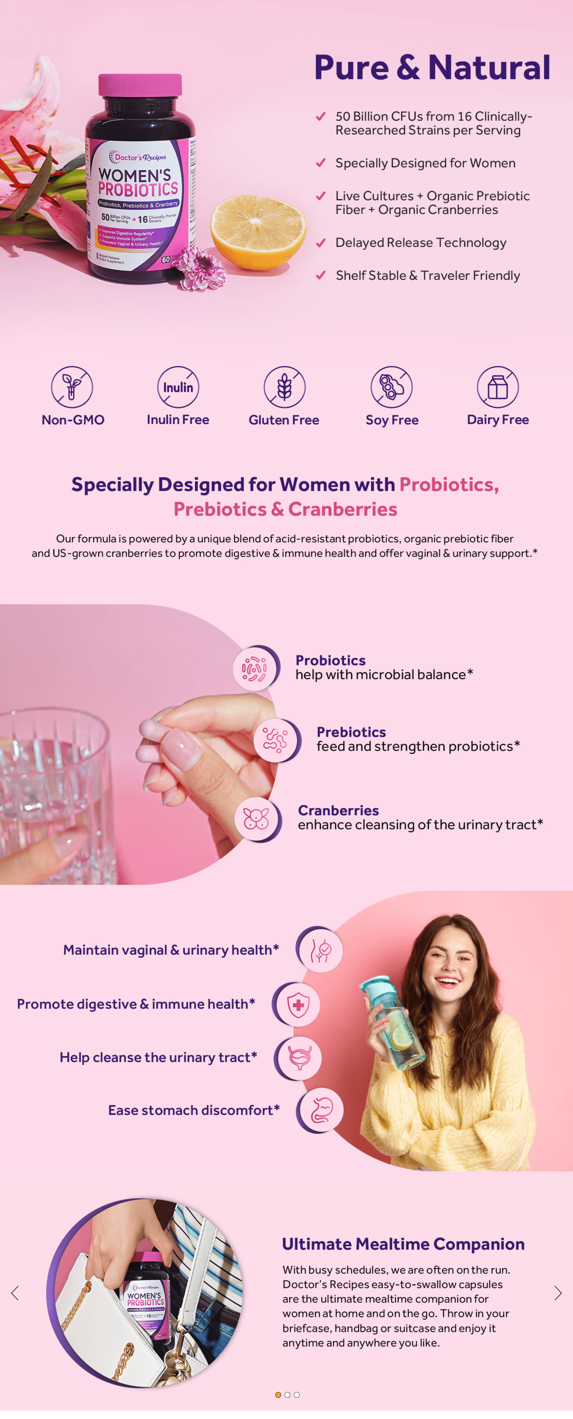 Premium A+ Content for Amazon.com: Doctor's Recipes Women’s Probiotic