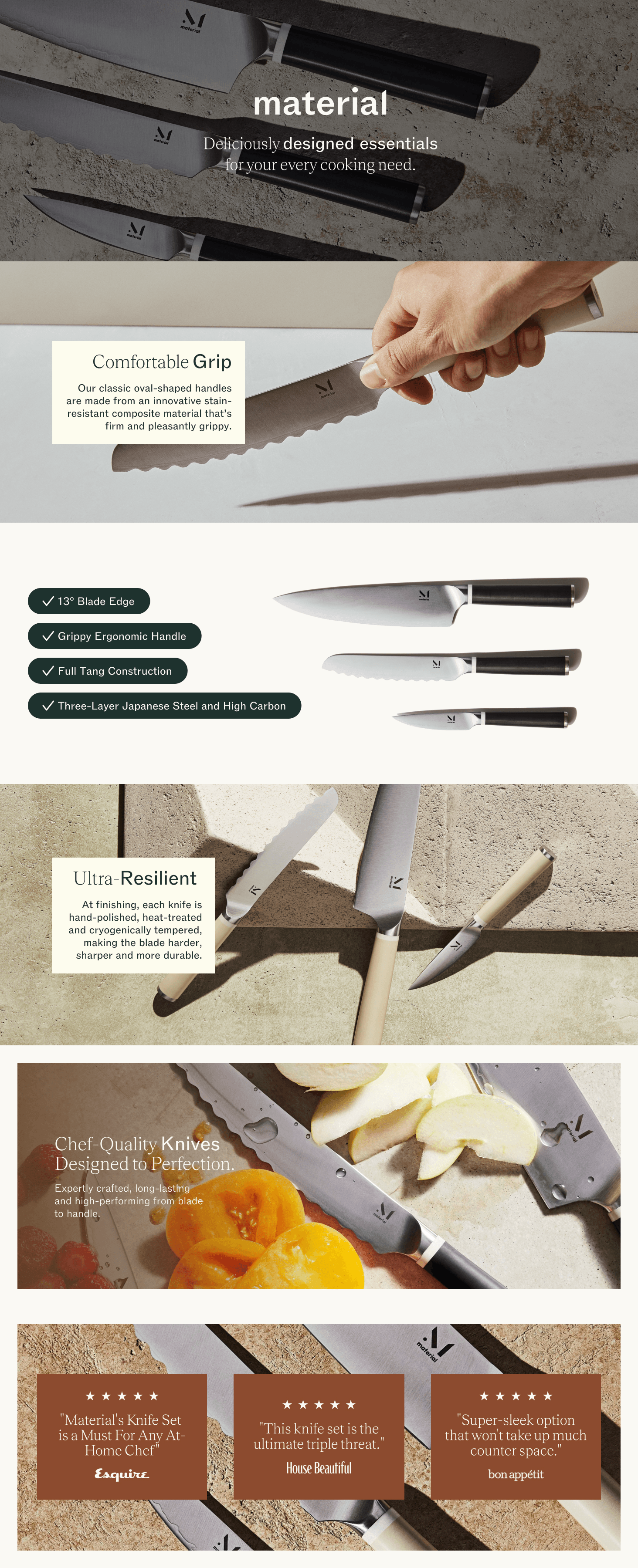 Premium A+ Content for Amazon.com: Material Knife Trio