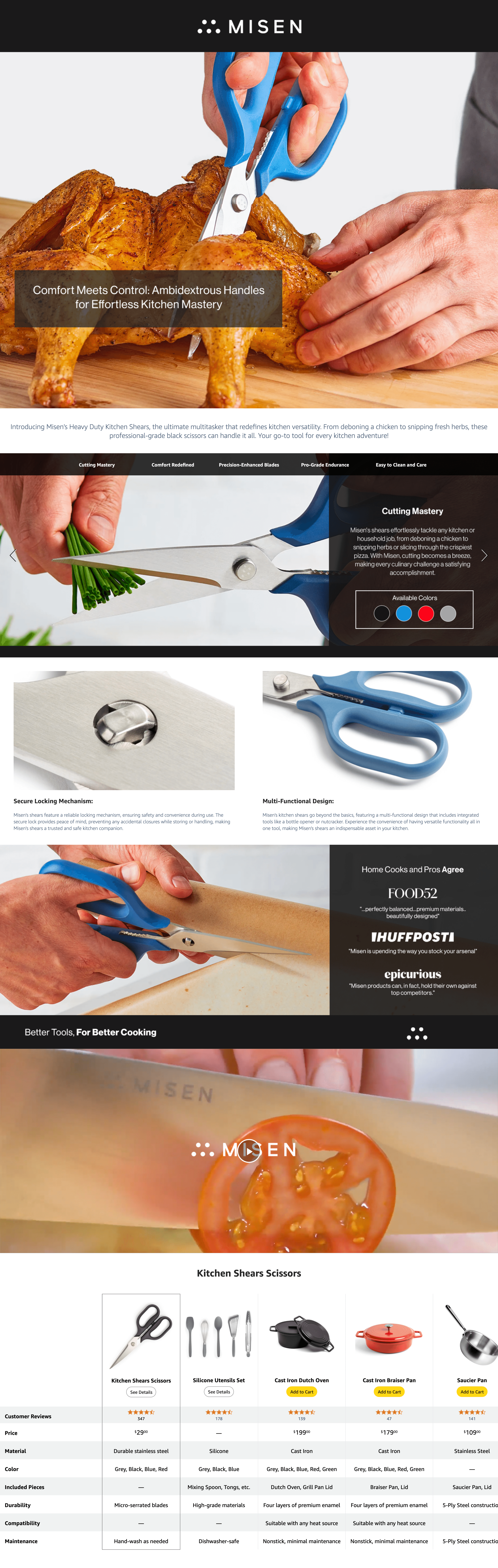 Premium A+ Content for Amazon.com: Misen Heavy Duty Kitchen Shears