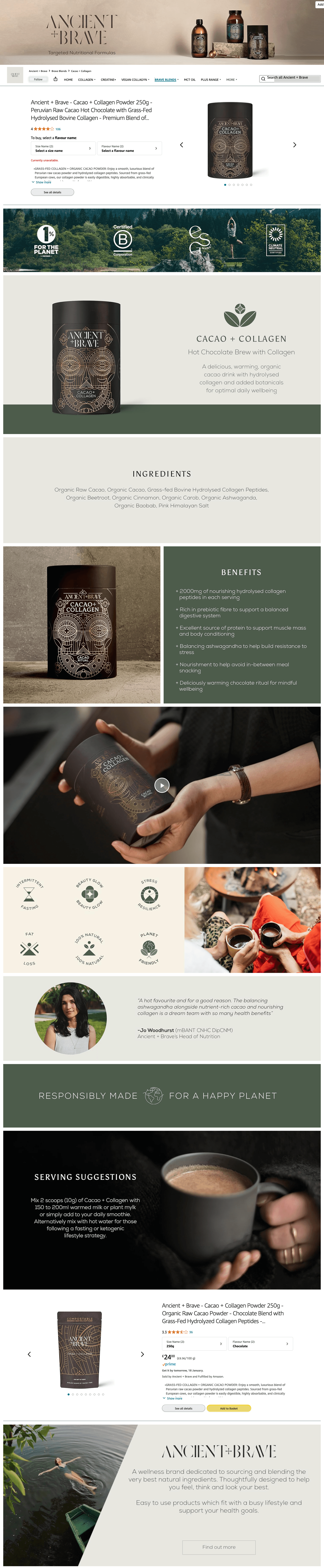 Brand Store for Amazon.co.uk: Ancient + Brave: Cacao + Collagen
