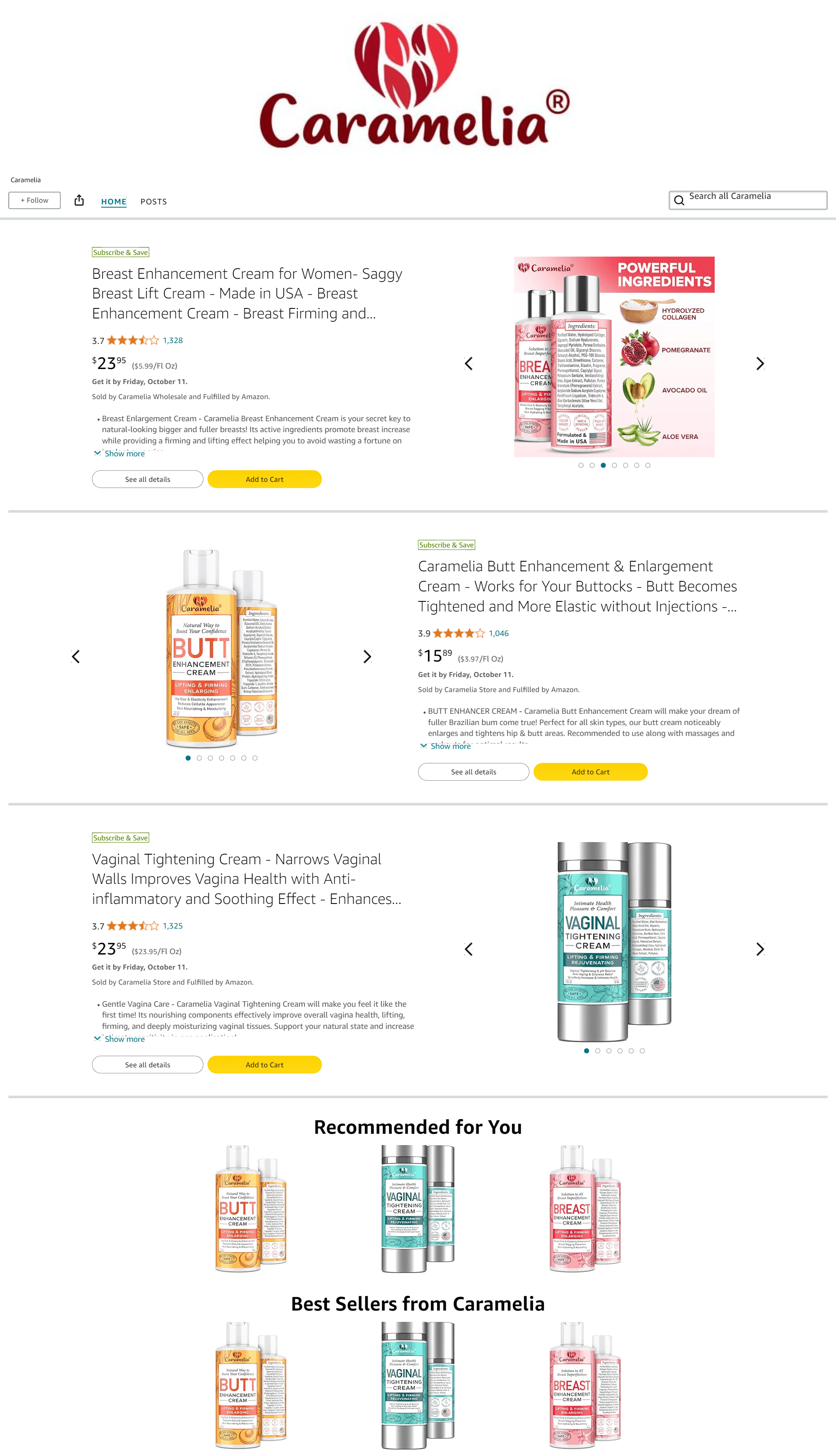 Brand Store for Amazon.com: Caramelia