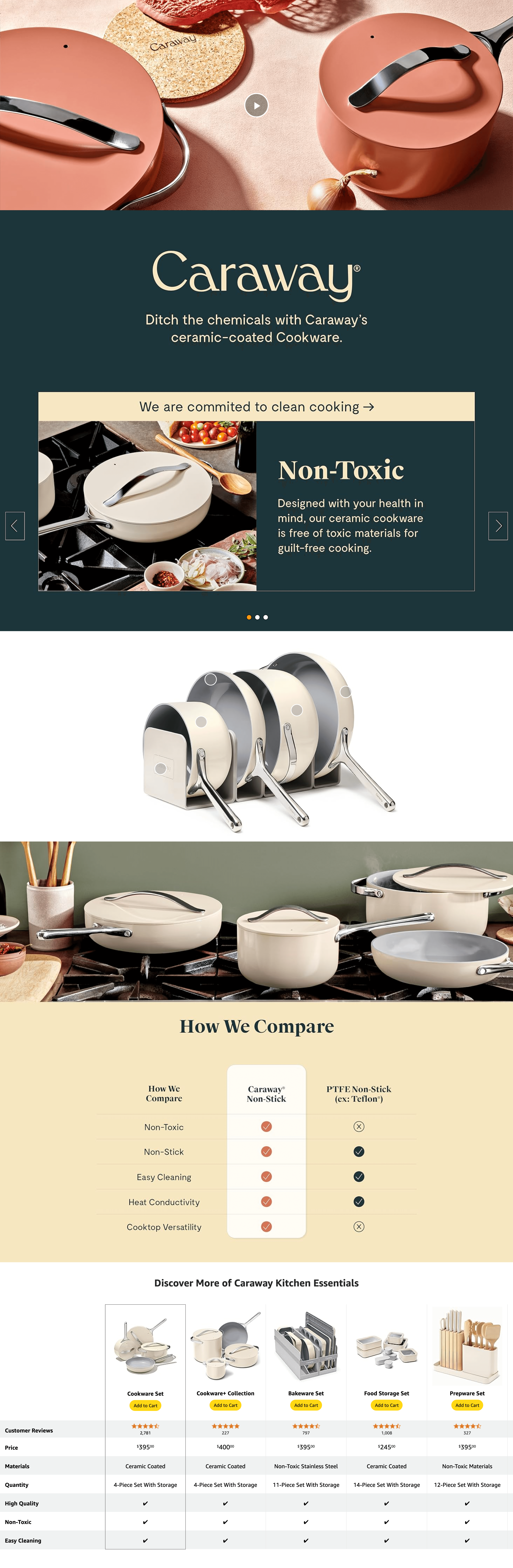 Premium A+ Content for Amazon.com: Caraway Nonstick Ceramic Cookware Set (12 Piece) Pots