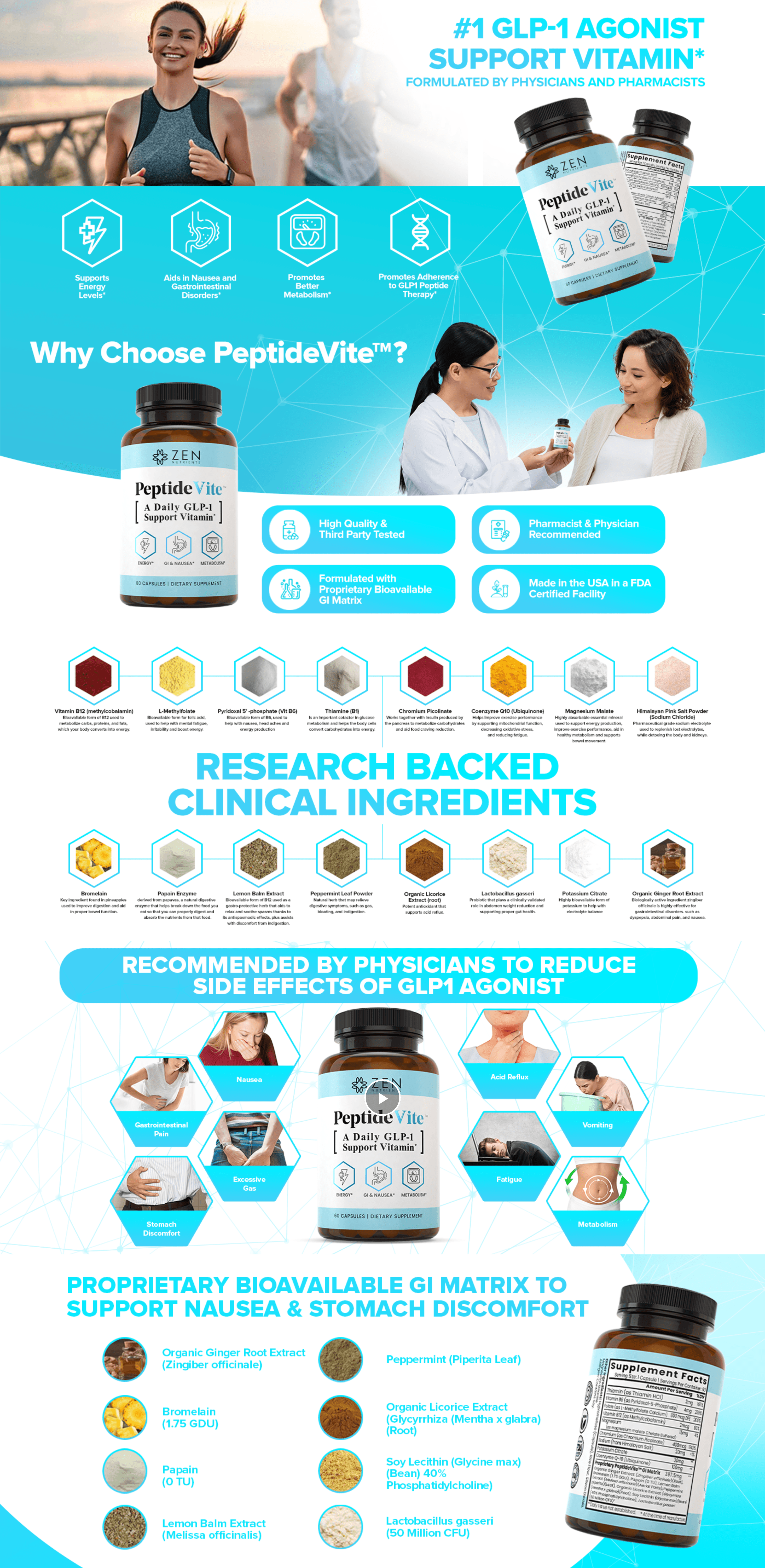 Premium A+ Content for Amazon.com: Zen Nutrients PeptideVite GLP-1 Support Vitamin for Gut Health with Probiotics