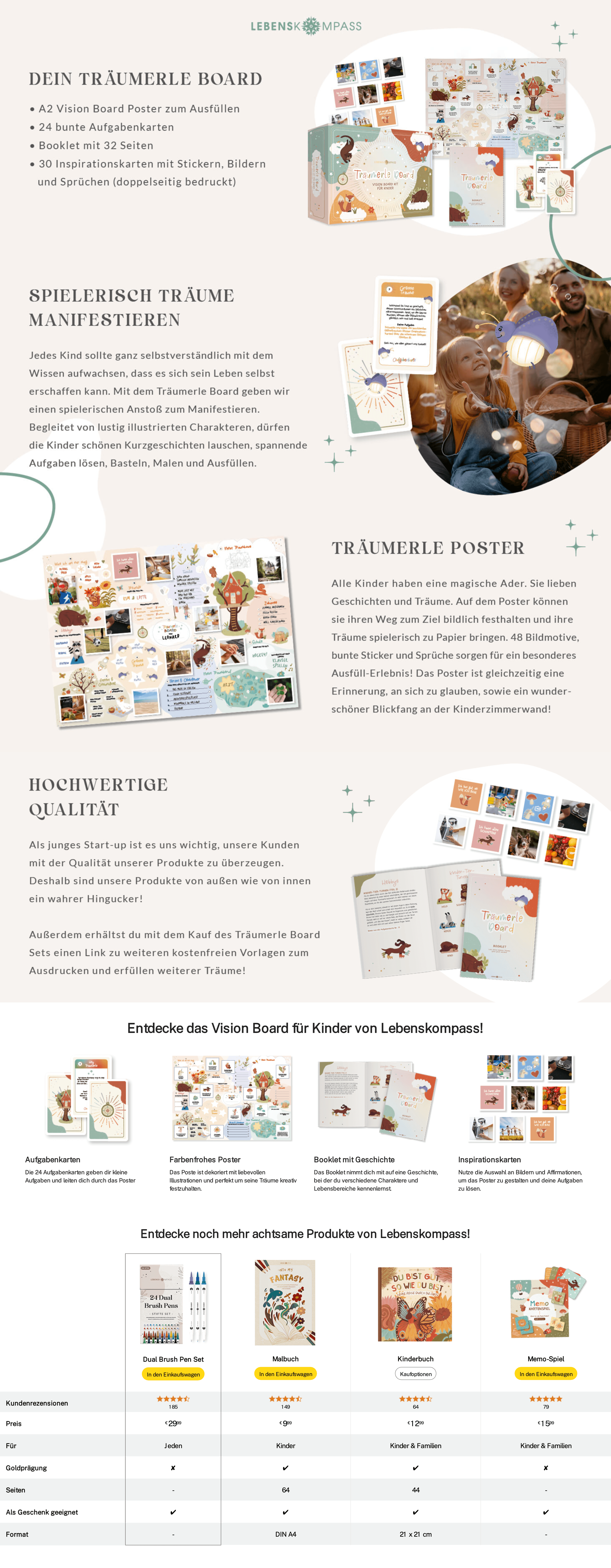 Premium A+ Content for Amazon.de: LEBENSKOMPASS Träumerle Board für Kinder