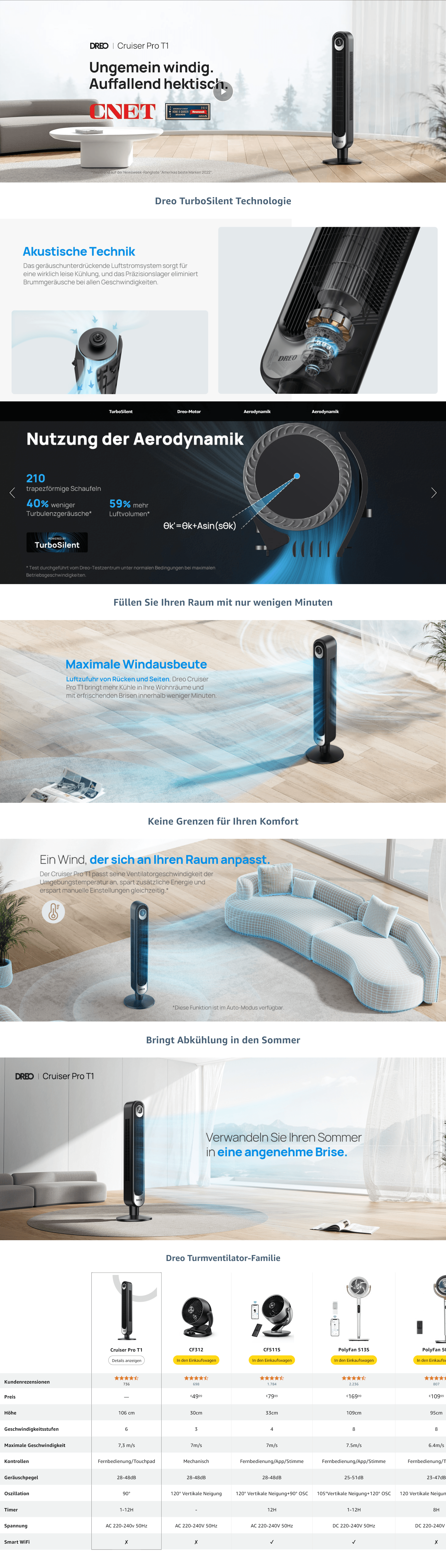 Premium A+ Content for Dreo 28dB Leiser Turmventilator